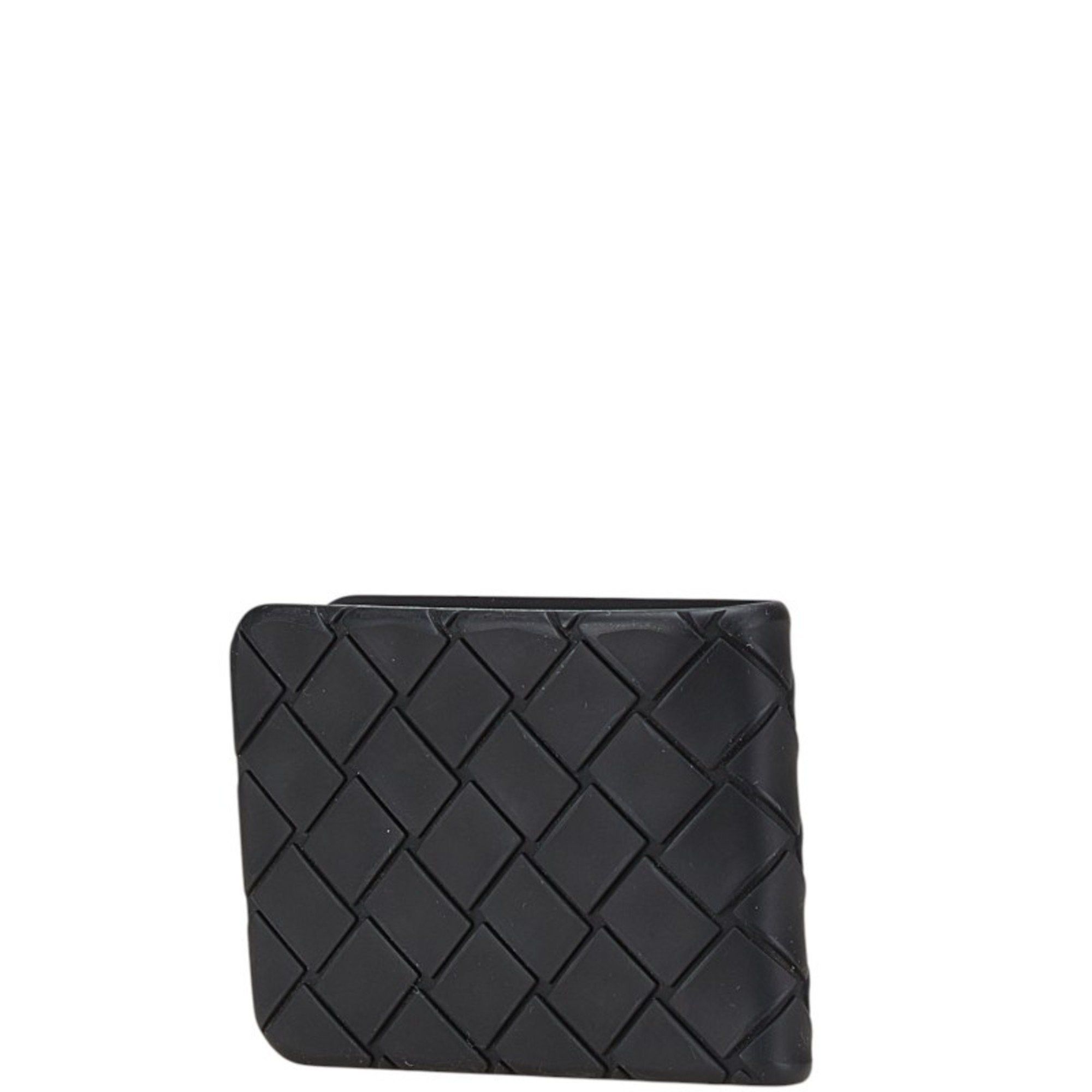 Bottega Veneta Bottega Veneta Intrecciato Bi-fold Wallet Black Rubber Women's BOTTEGAVENETA Size ONE SIZE - 2 Thumbnail