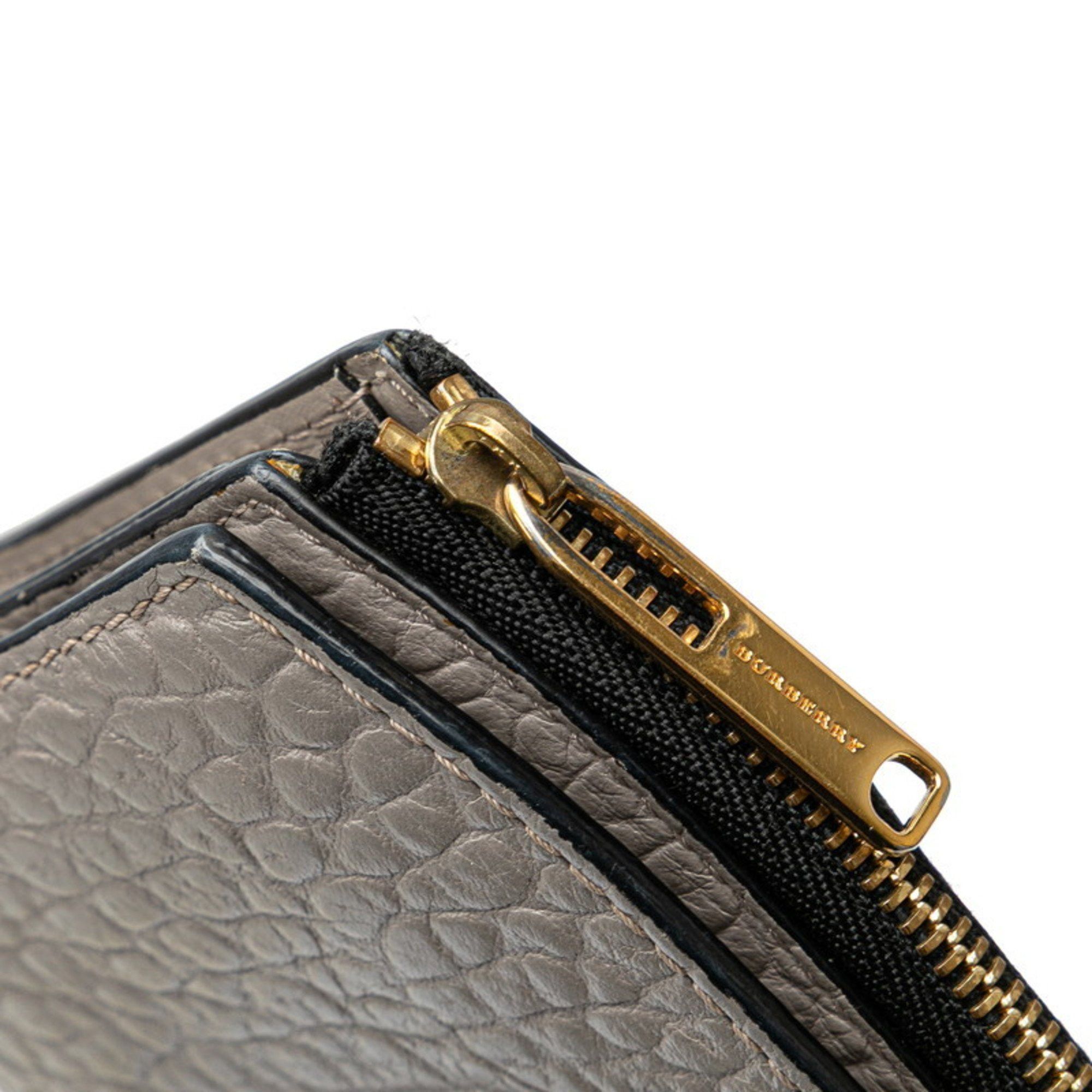 Burberry Burberry long wallet, gray leather, women's. Size ONE SIZE - 5 Thumbnail