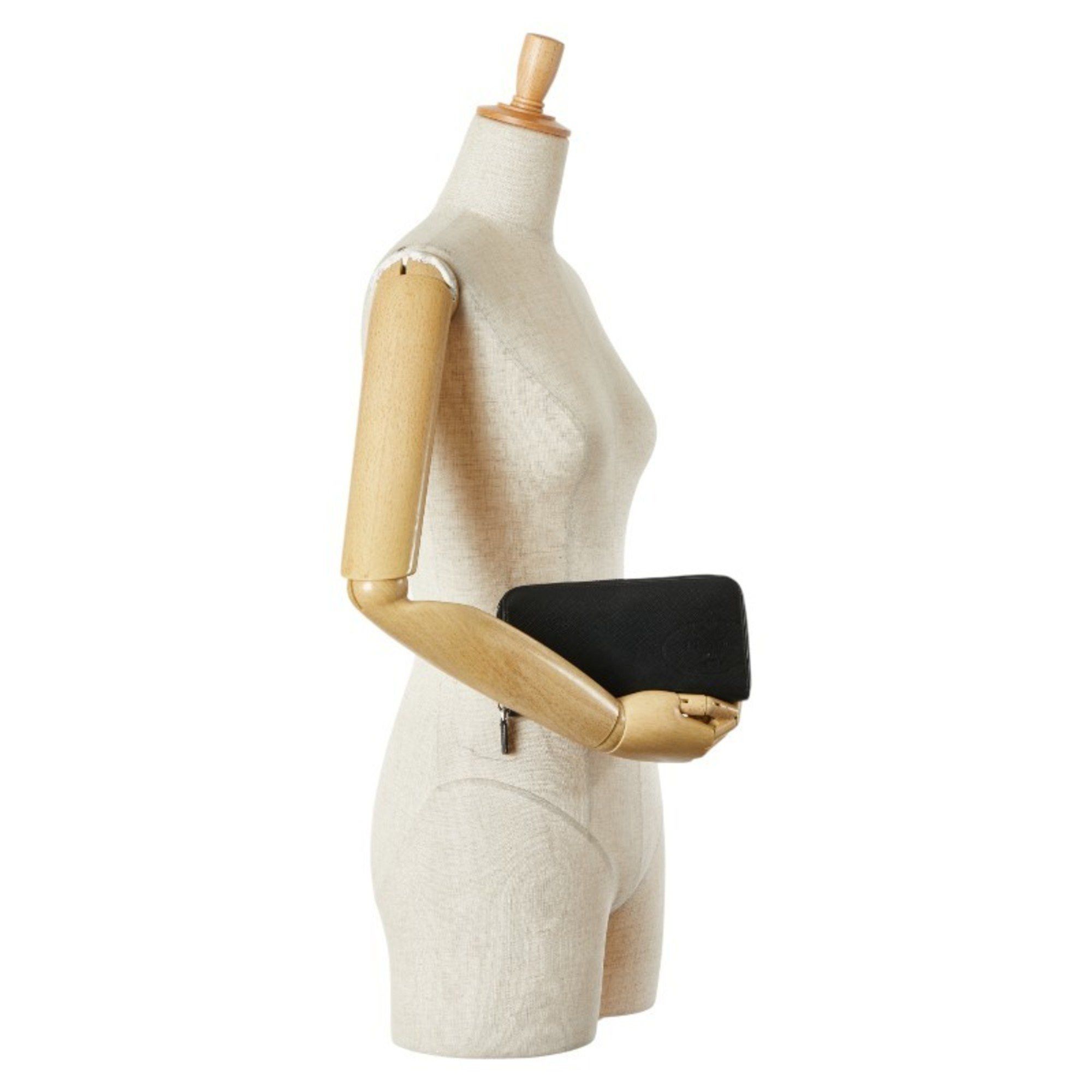 Prada Prada Logo Saffiano Long Wallet in Black Leather for Women Size ONE SIZE - 13 Thumbnail