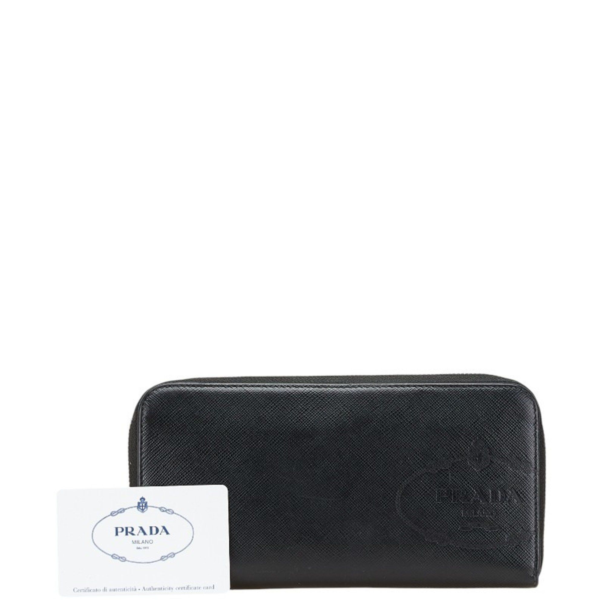 Prada Prada Logo Saffiano Long Wallet in Black Leather for Women Size ONE SIZE - 12 Thumbnail