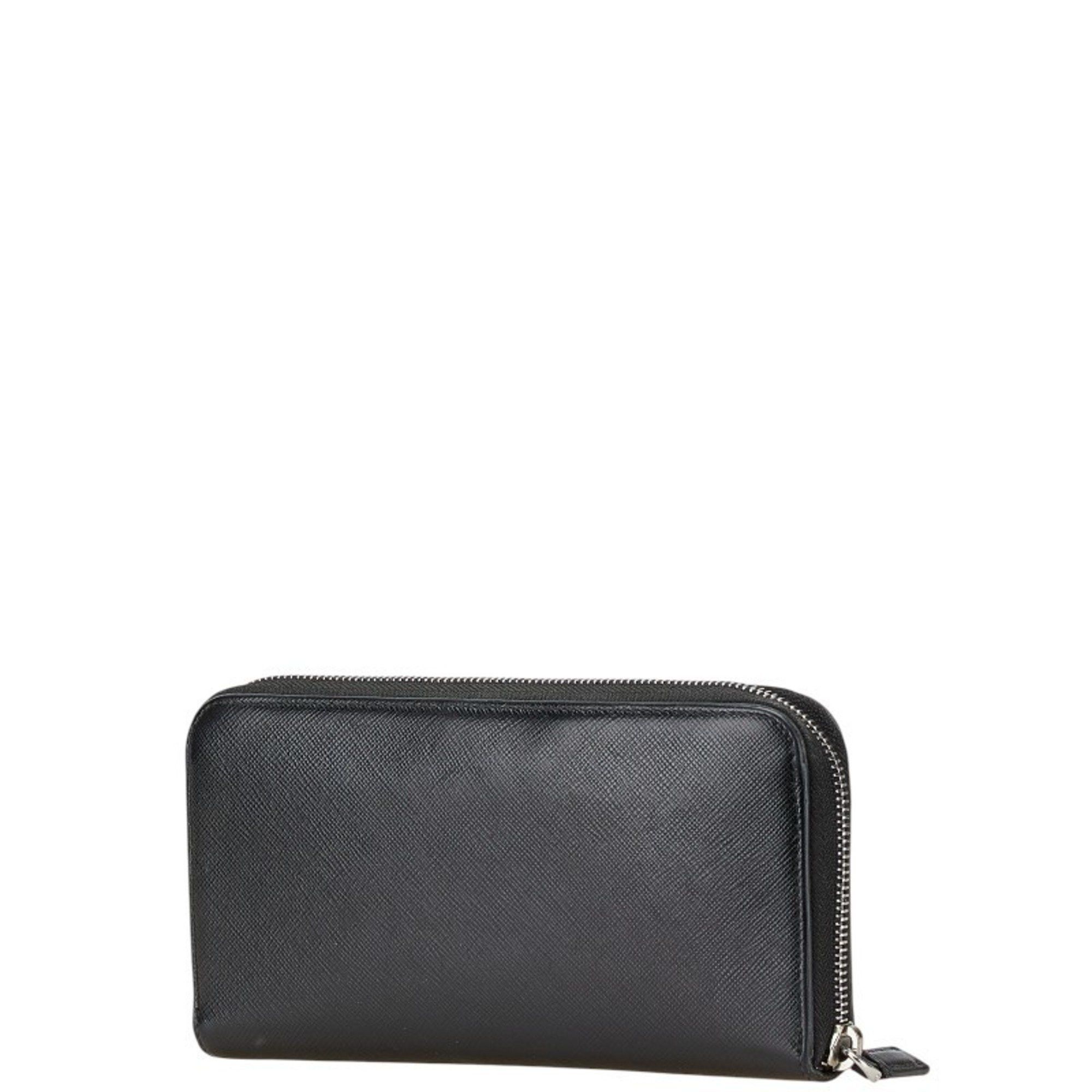 Prada Prada Logo Saffiano Long Wallet in Black Leather for Women Size ONE SIZE - 2 Thumbnail
