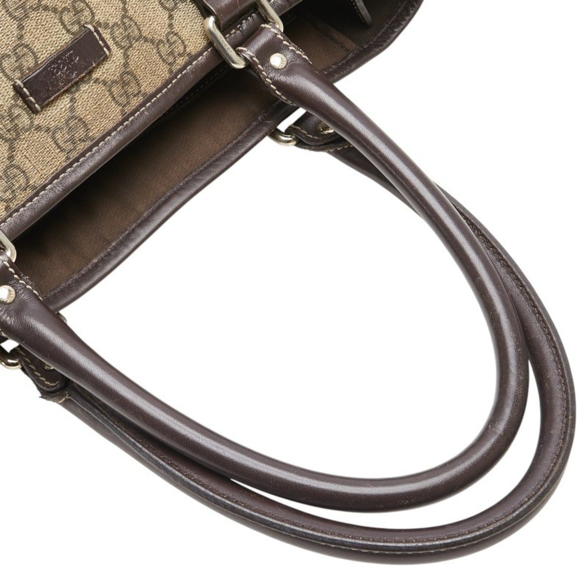Gucci Gucci GG Supreme Tote Bag Shoulder 223668 Beige Brown Leather Women's GUCCI Size ONE SIZE - 10 Thumbnail