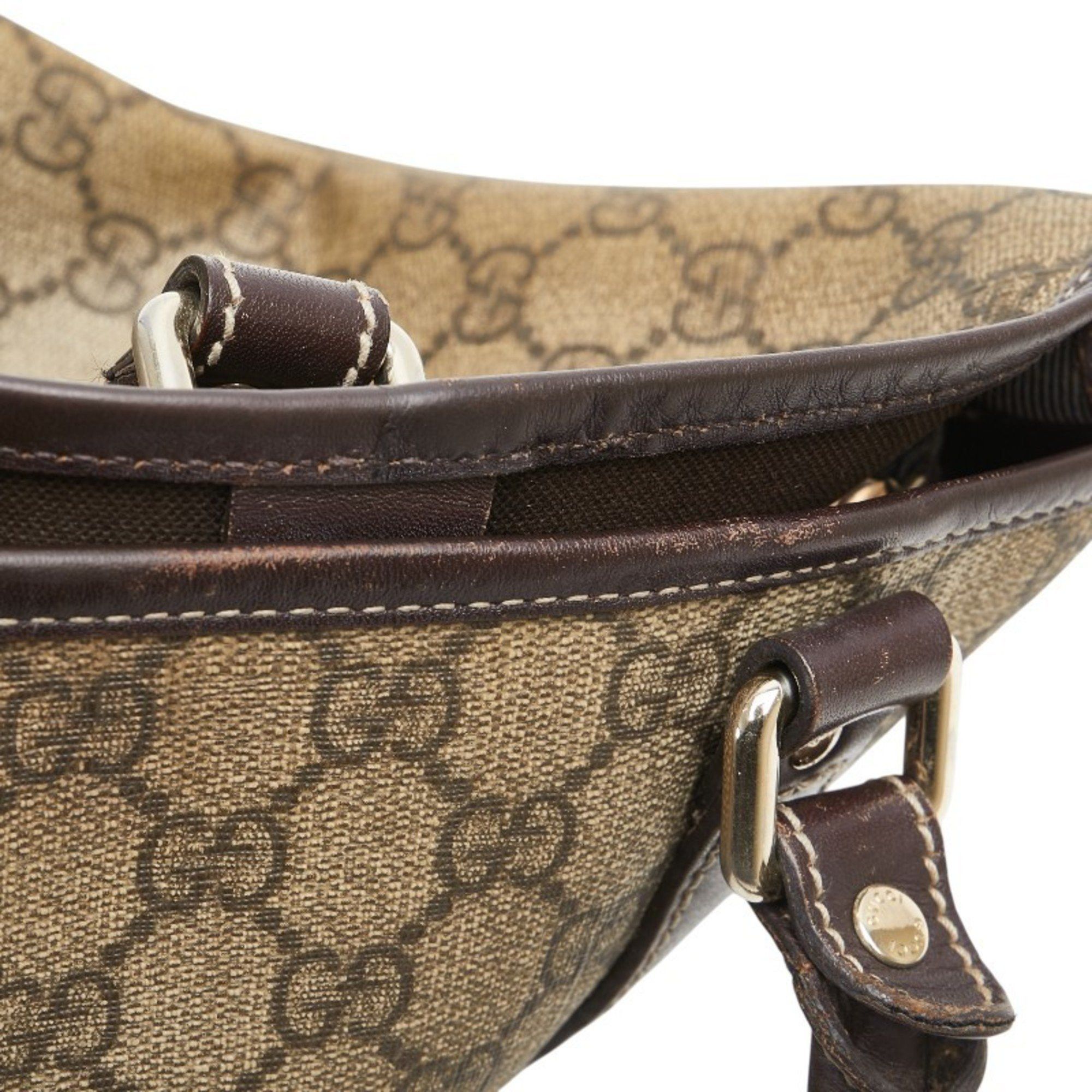 Gucci Gucci GG Supreme Tote Bag Shoulder 223668 Beige Brown Leather Women's GUCCI Size ONE SIZE - 8 Thumbnail