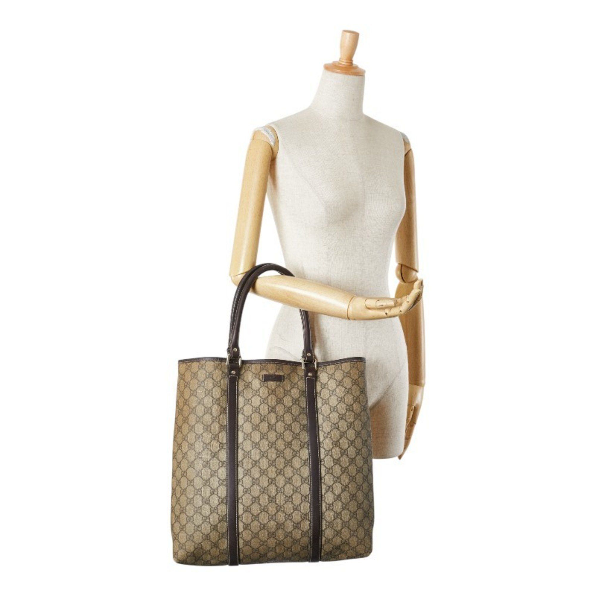 Gucci Gucci GG Supreme Tote Bag Shoulder 223668 Beige Brown Leather Women's GUCCI Size ONE SIZE - 15 Thumbnail