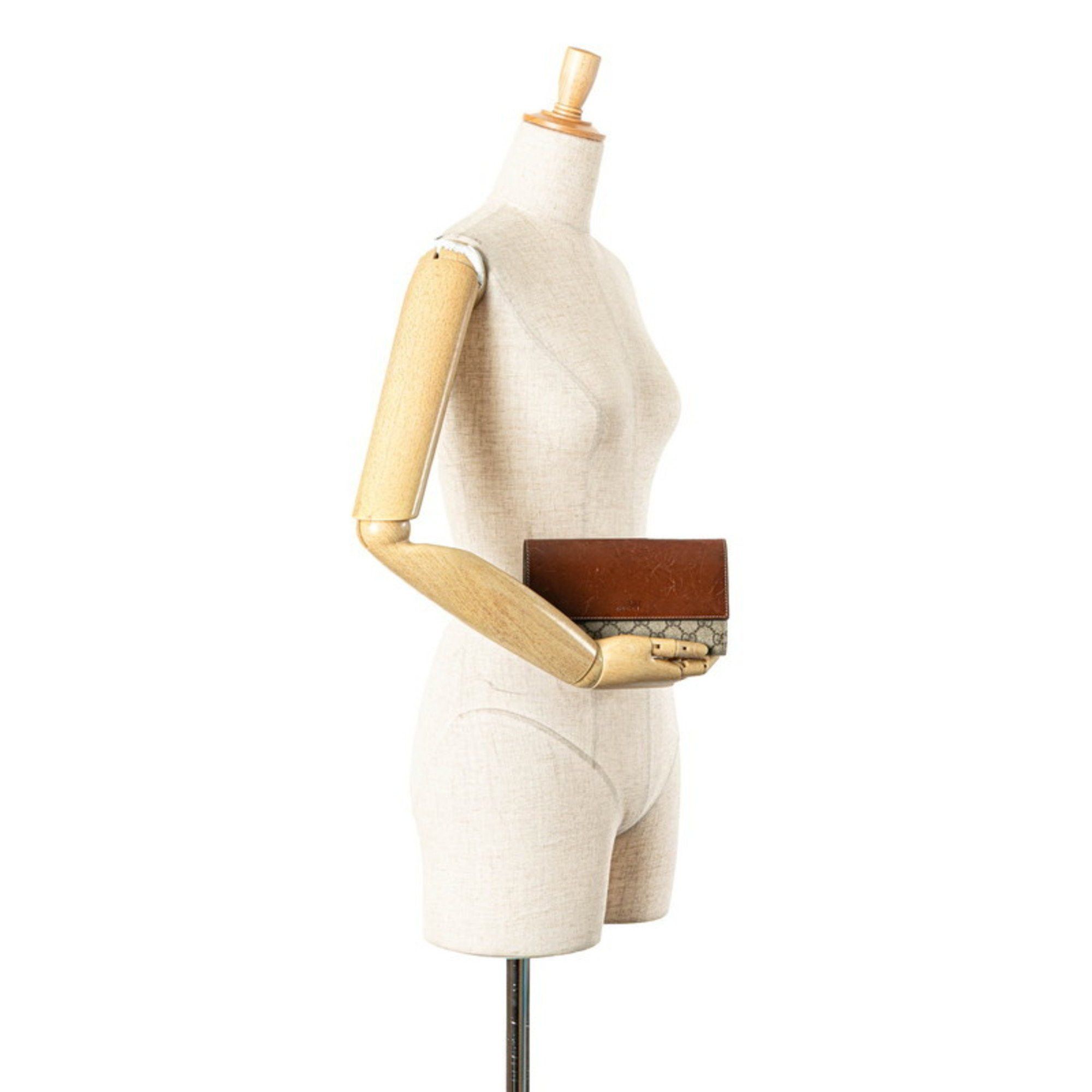 Gucci Gucci GG Supreme Long Wallet 410100 Beige Brown Leather Women's GUCCI Size ONE SIZE - 12 Thumbnail