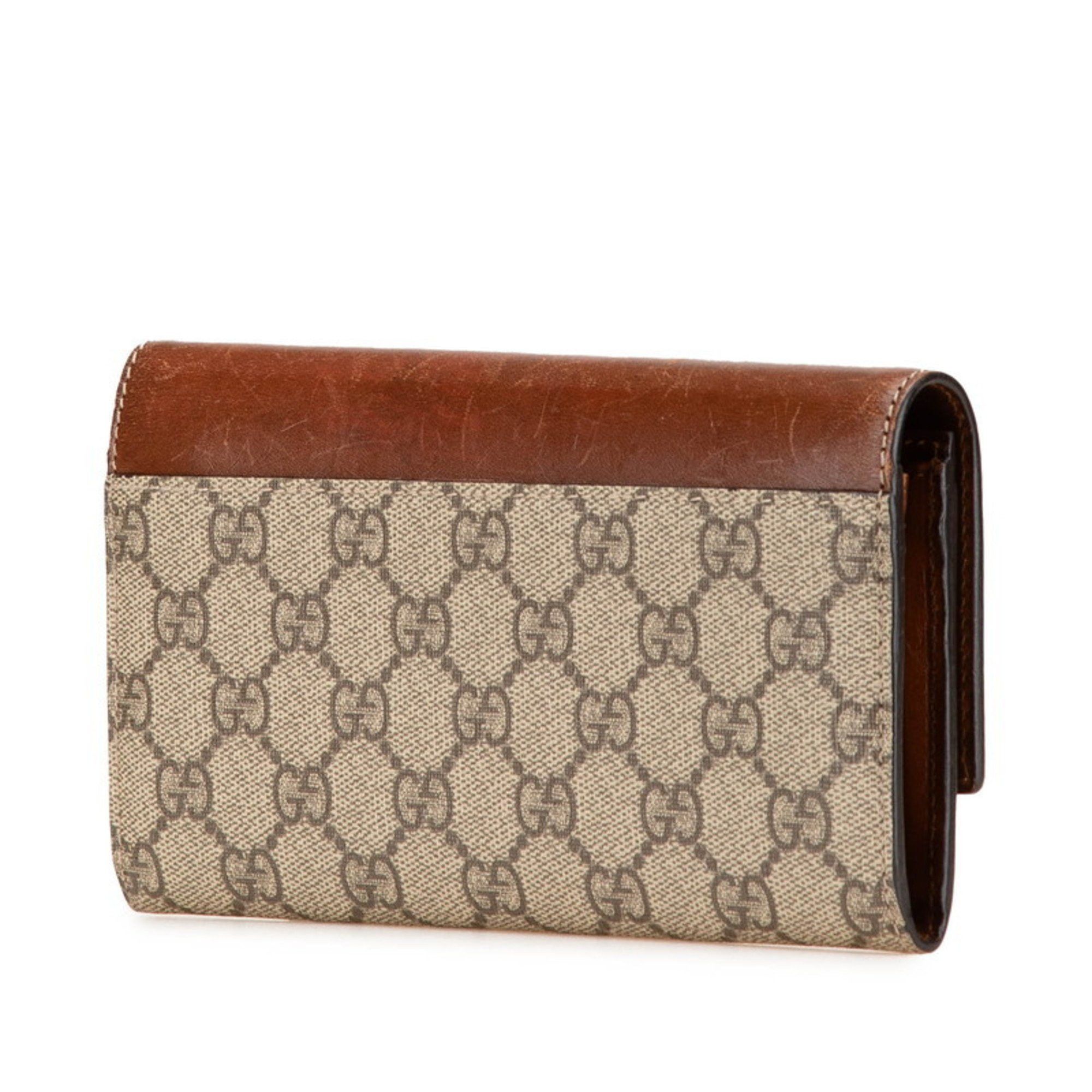 Gucci Gucci GG Supreme Long Wallet 410100 Beige Brown Leather Women's GUCCI Size ONE SIZE - 2 Thumbnail
