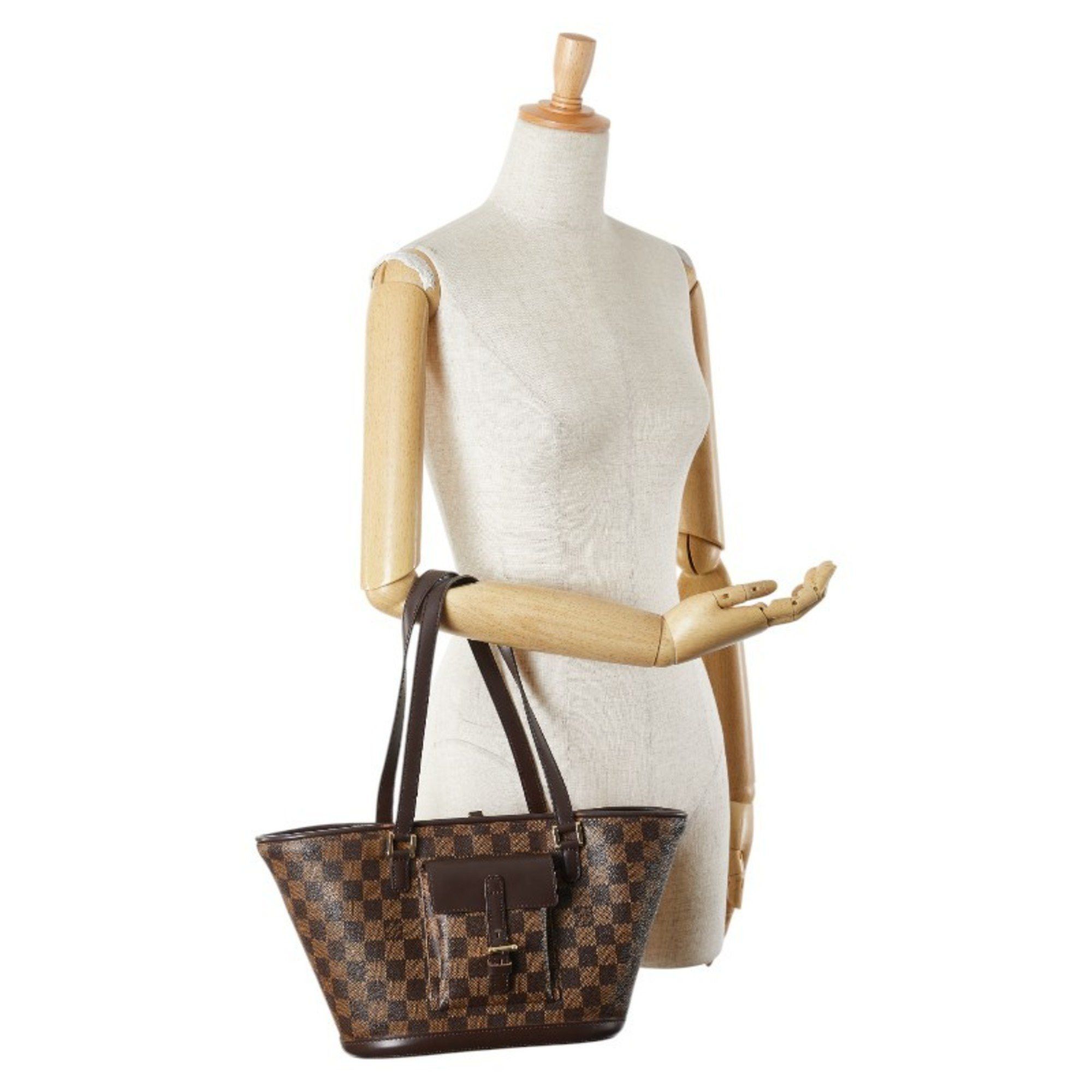 Louis Vuitton Louis Vuitton Damier Manosque PM Tote Bag/Shoulder Bag N51121 Brown Leather Women's LOUIS VUITTON Size ONE SIZE - 18 Thumbnail