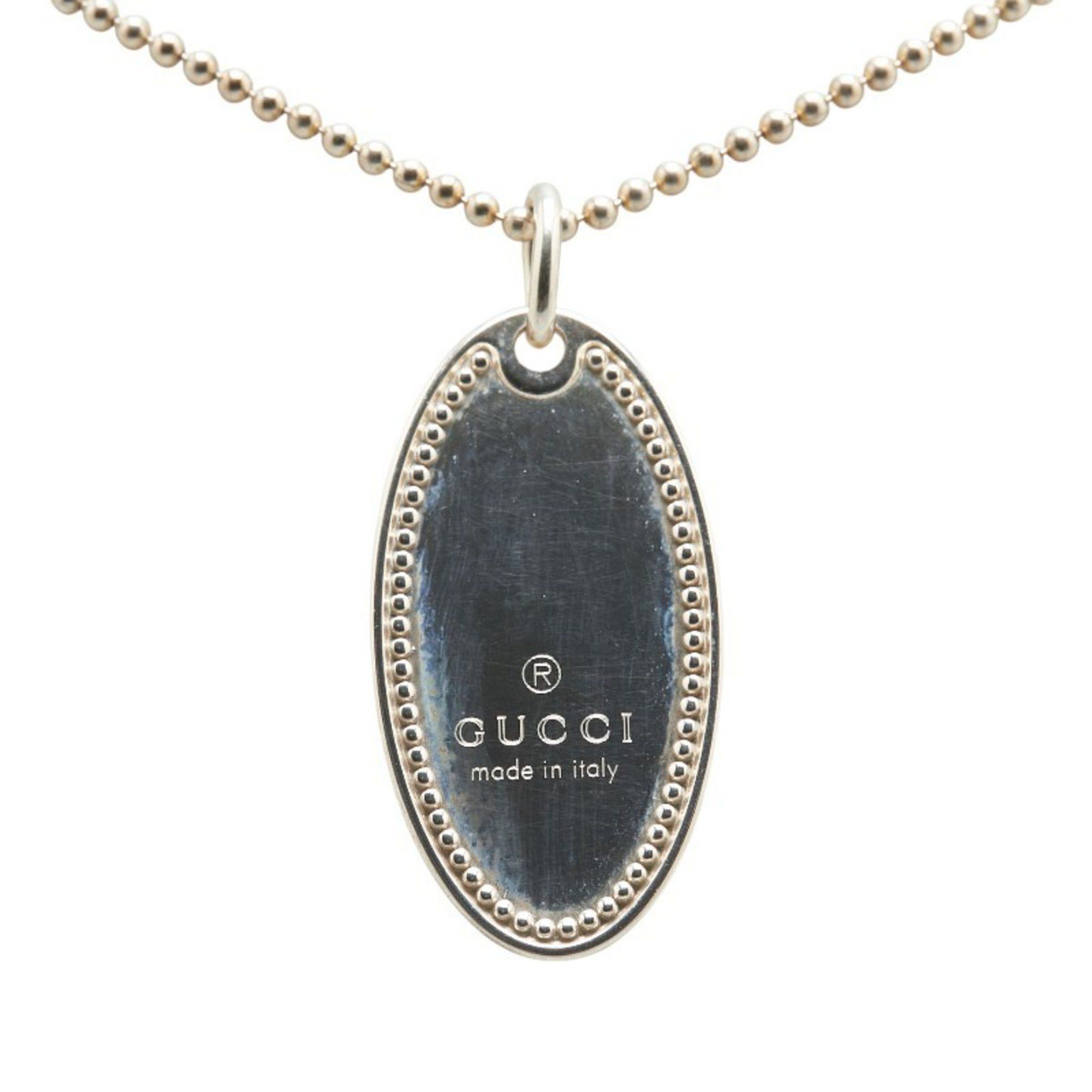 Gucci Gucci Oval Plate Necklace with Ball Chain, SV925 Silver, Women's, GUCCI Size ONE SIZE - 2 Thumbnail