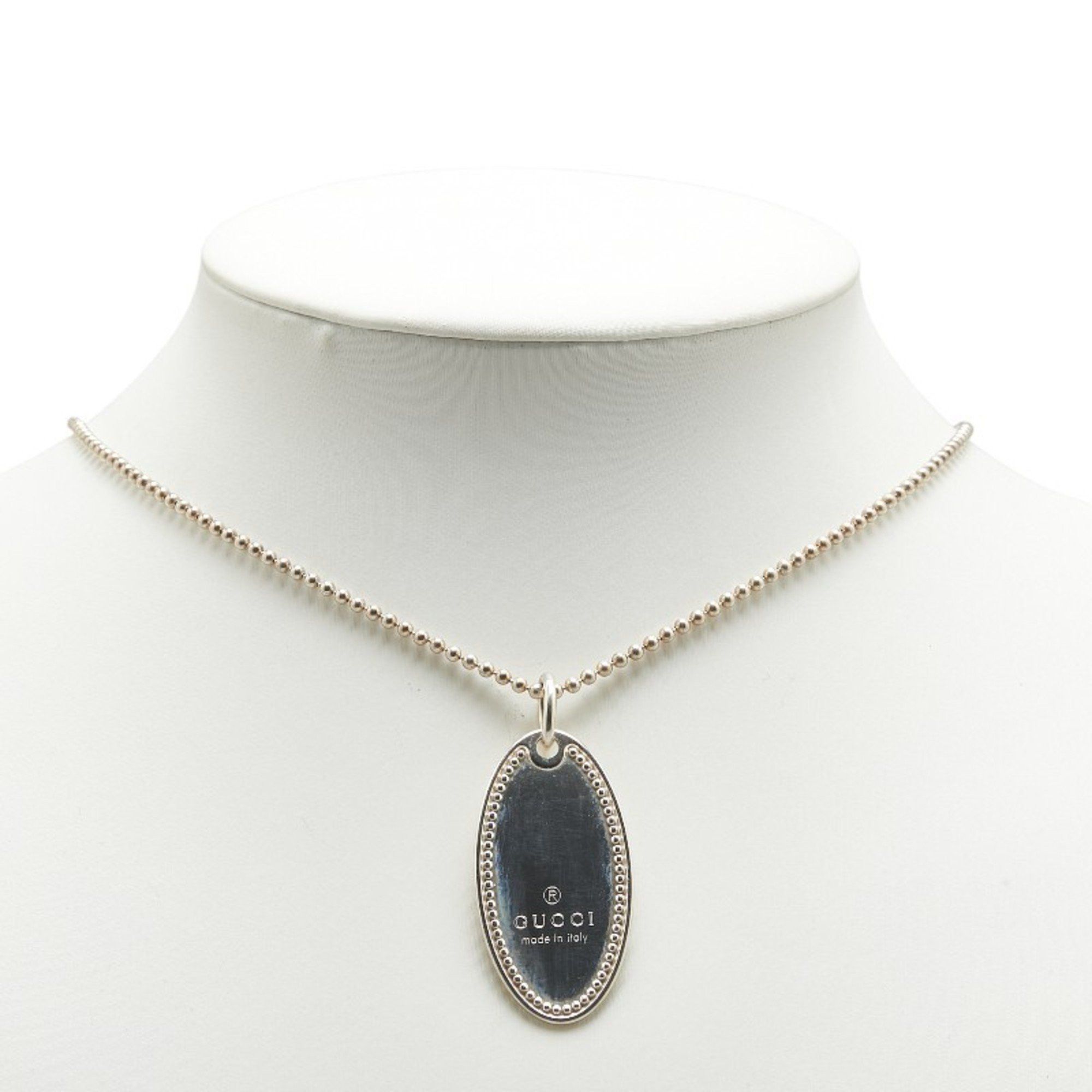 Gucci Gucci Oval Plate Necklace with Ball Chain, SV925 Silver, Women's, GUCCI Size ONE SIZE - 6 Thumbnail