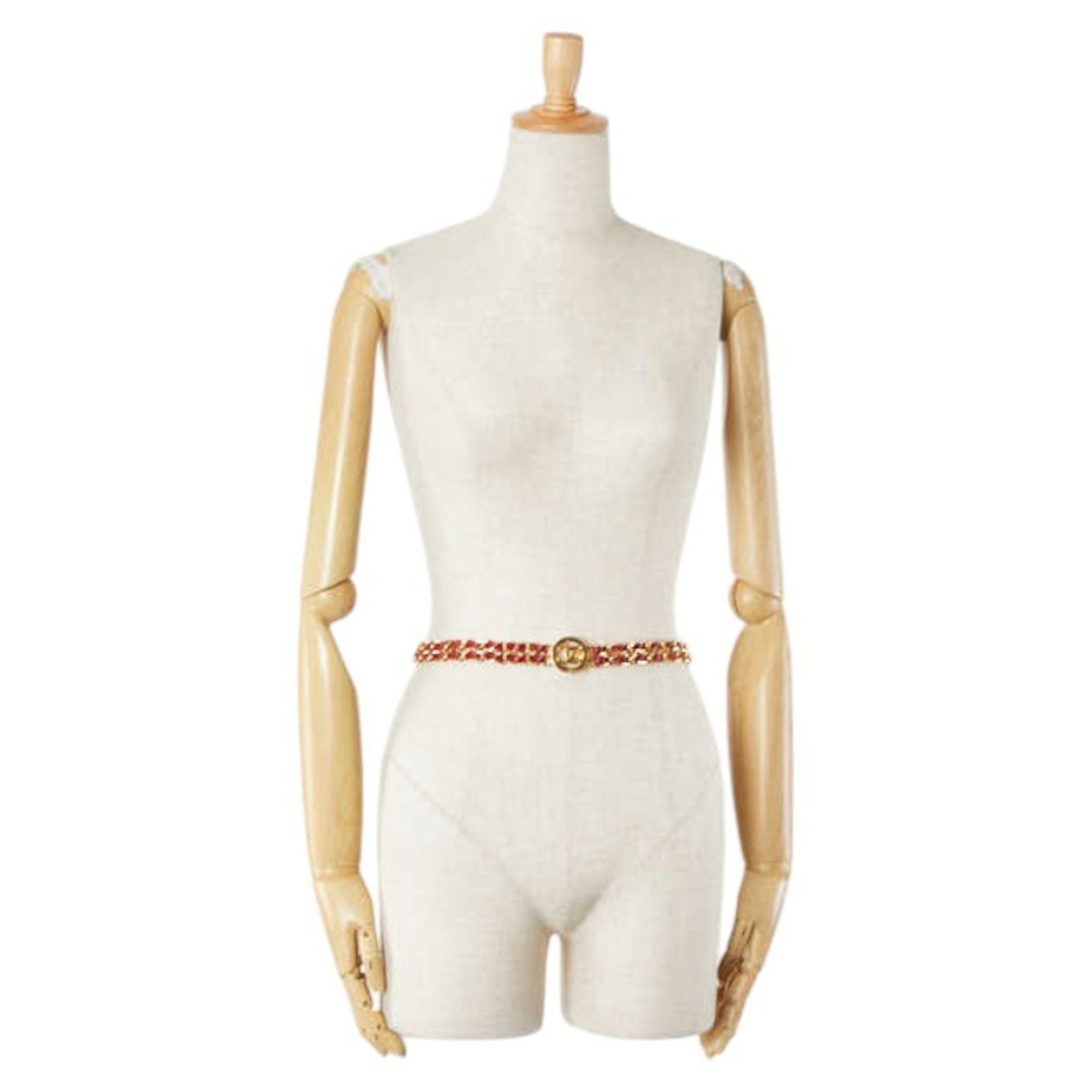 Chanel Chanel Coco Mark Belt, Double Chain, Gold/Red Plated Leather, Women's, CHANEL Size ONE SIZE - 4 Thumbnail