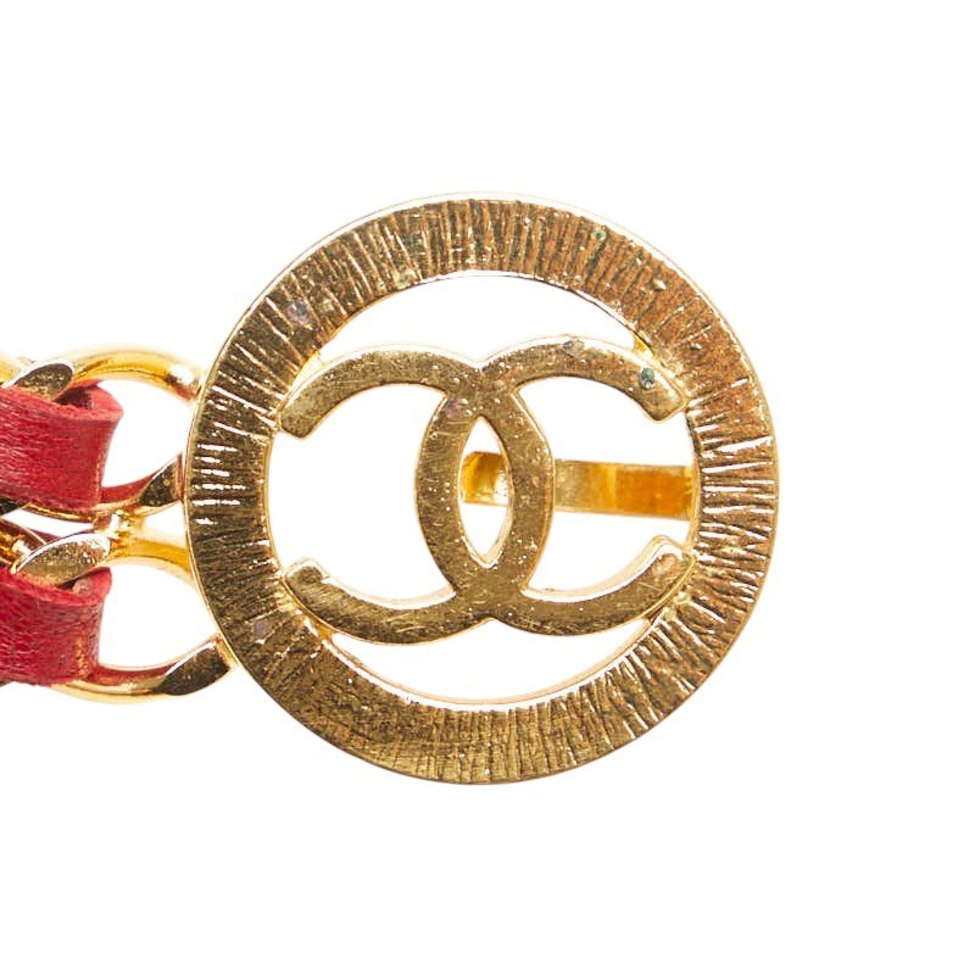 Chanel Chanel Coco Mark Belt, Double Chain, Gold/Red Plated Leather, Women's, CHANEL Size ONE SIZE - 2 Thumbnail
