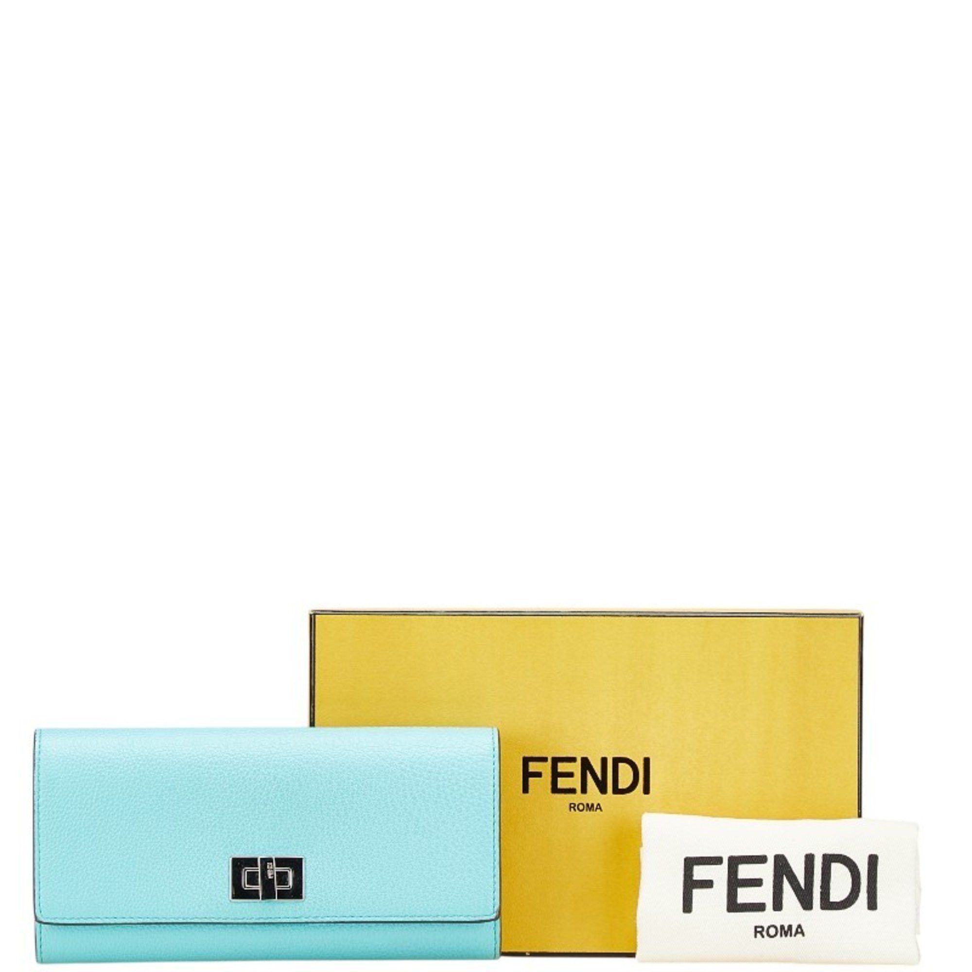 Fendi Fendi Peekaboo Long Wallet 8M0427 Light Blue Leather Women's FENDI Size ONE SIZE - 13 Thumbnail