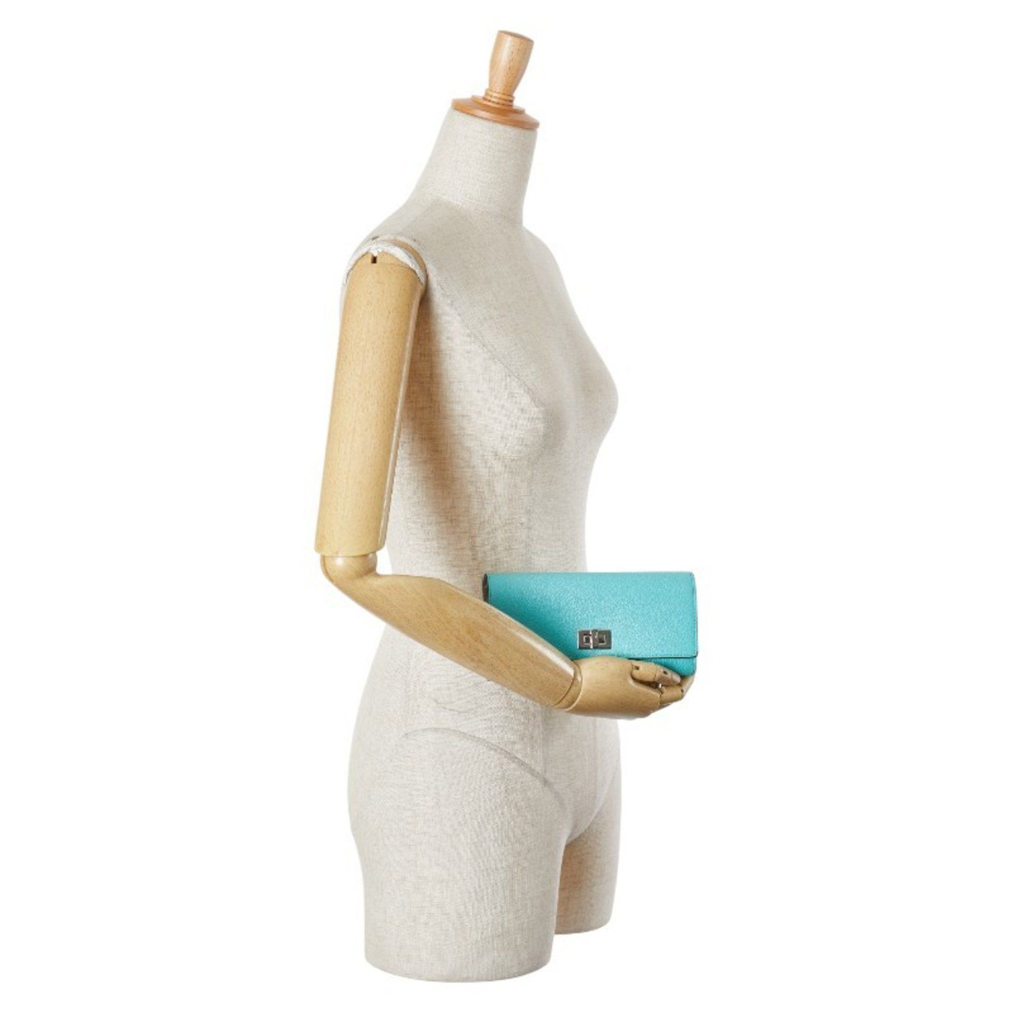 Fendi Fendi Peekaboo Long Wallet 8M0427 Light Blue Leather Women's FENDI Size ONE SIZE - 14 Thumbnail