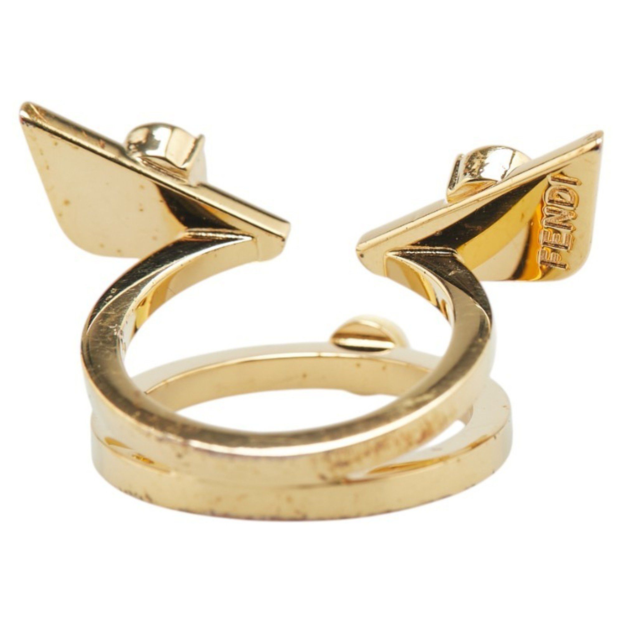 Fendi Bugs Eye Monster Ring, #S, Gold Plated with Faux Pearls 