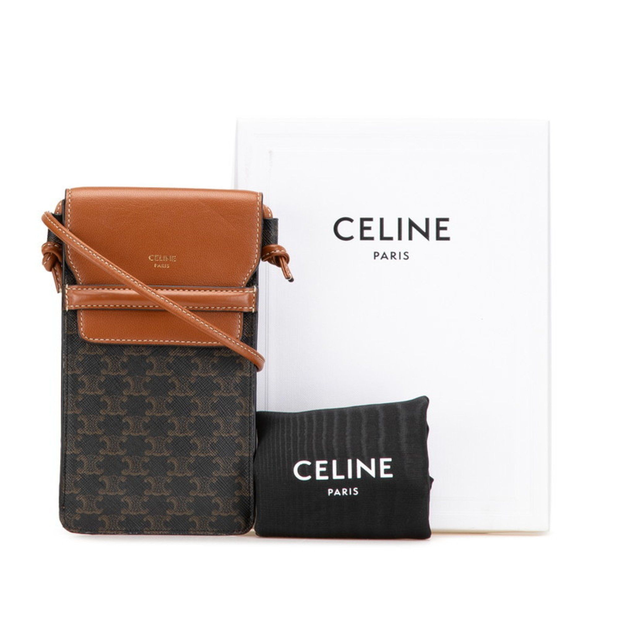 Celine Celine Triomphe Pouch Shoulder Bag in Black and Brown Leather for Women Size ONE SIZE - 10 Thumbnail