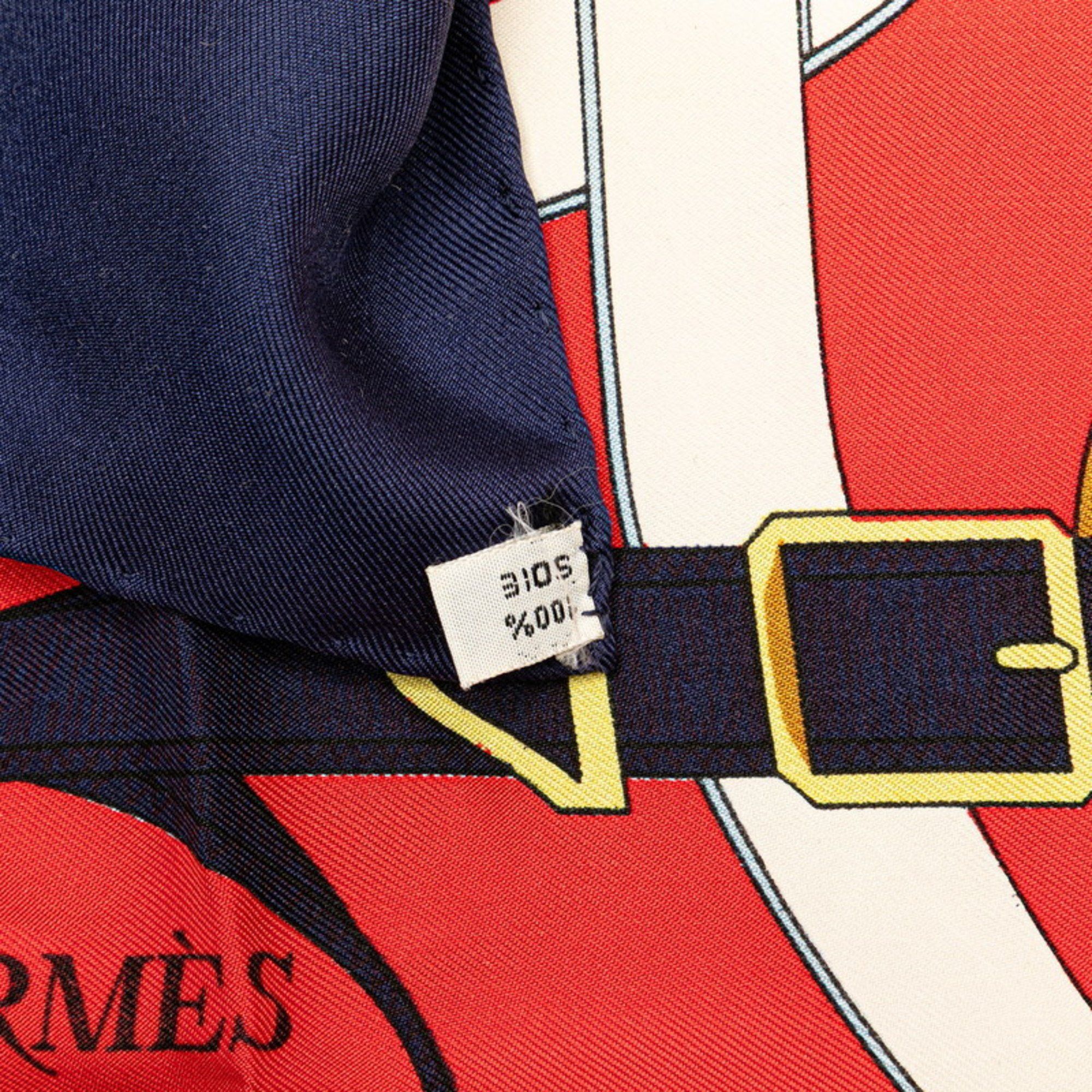 Hermes Hermes Hermès Carré 90 Eperon d'or Golden Spur Scarf, Navy and Multicolor Silk, Women's Size ONE SIZE - 4 Thumbnail