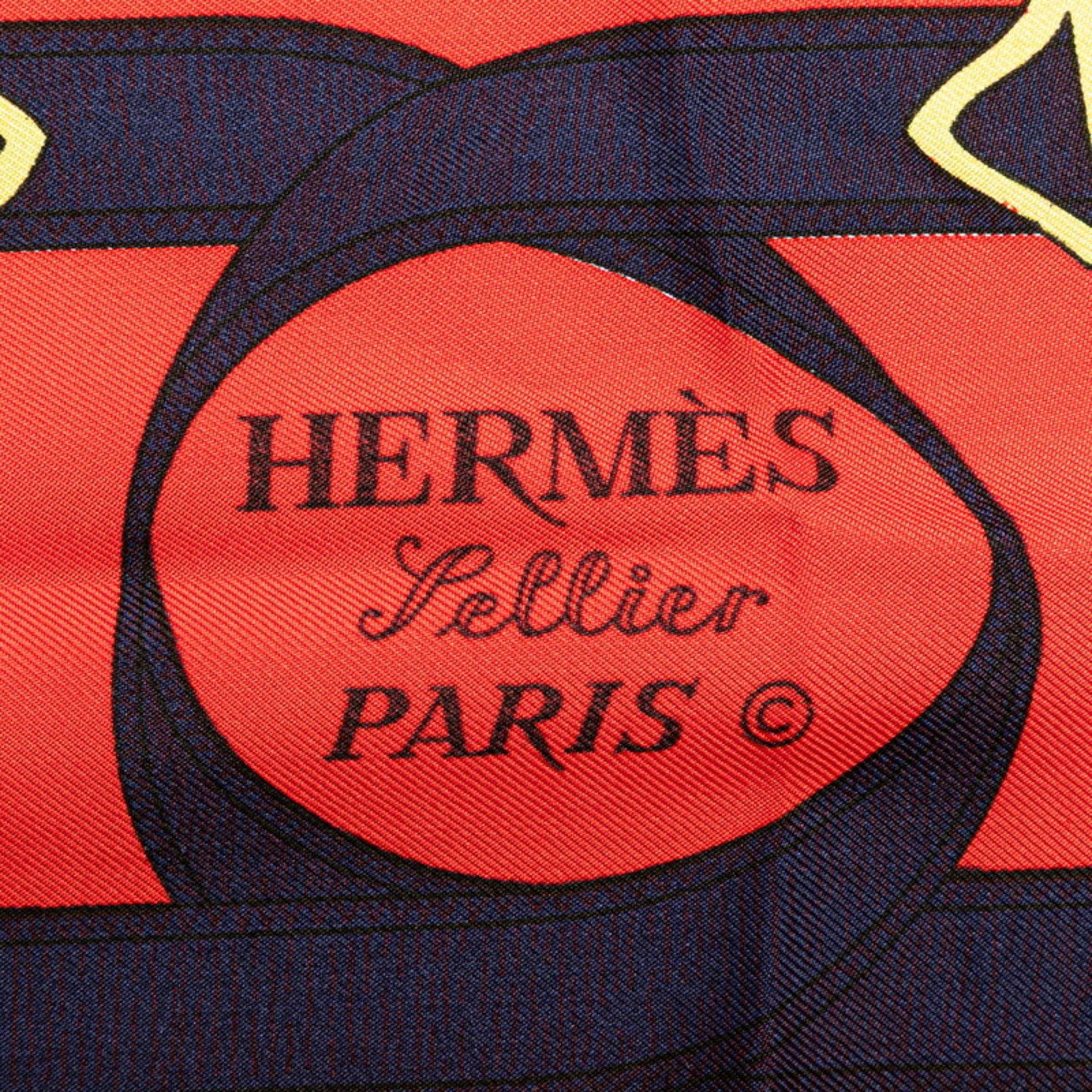 Hermes Hermes Hermès Carré 90 Eperon d'or Golden Spur Scarf, Navy and Multicolor Silk, Women's Size ONE SIZE - 3 Thumbnail