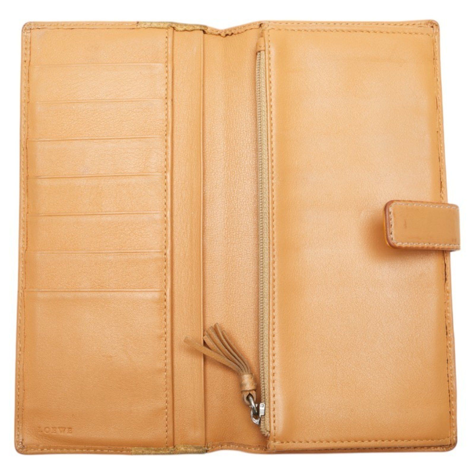 LOEWE Anagram Long Wallet in Beige Leather and Suede for Women