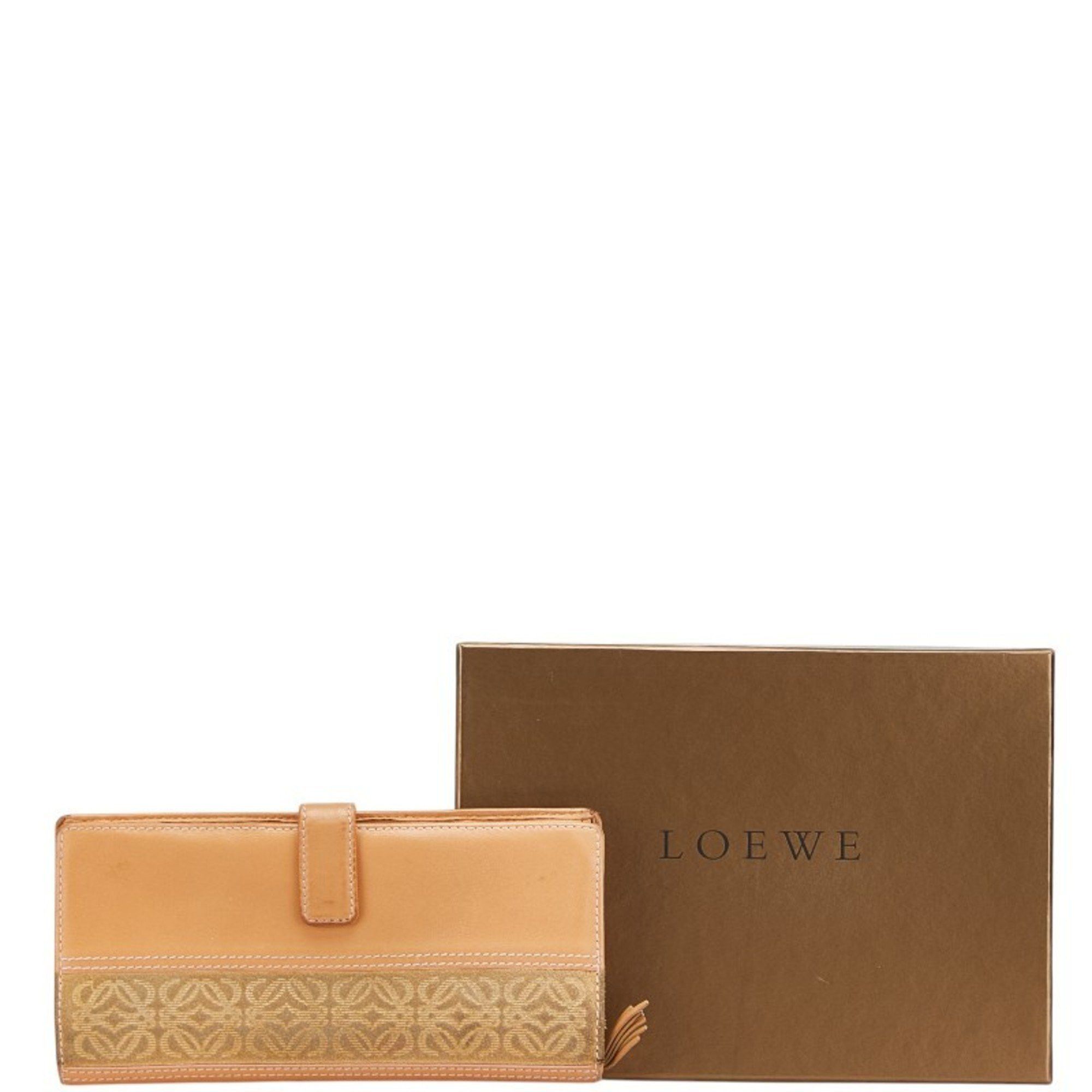 LOEWE Anagram Long Wallet in Beige Leather and Suede for Women