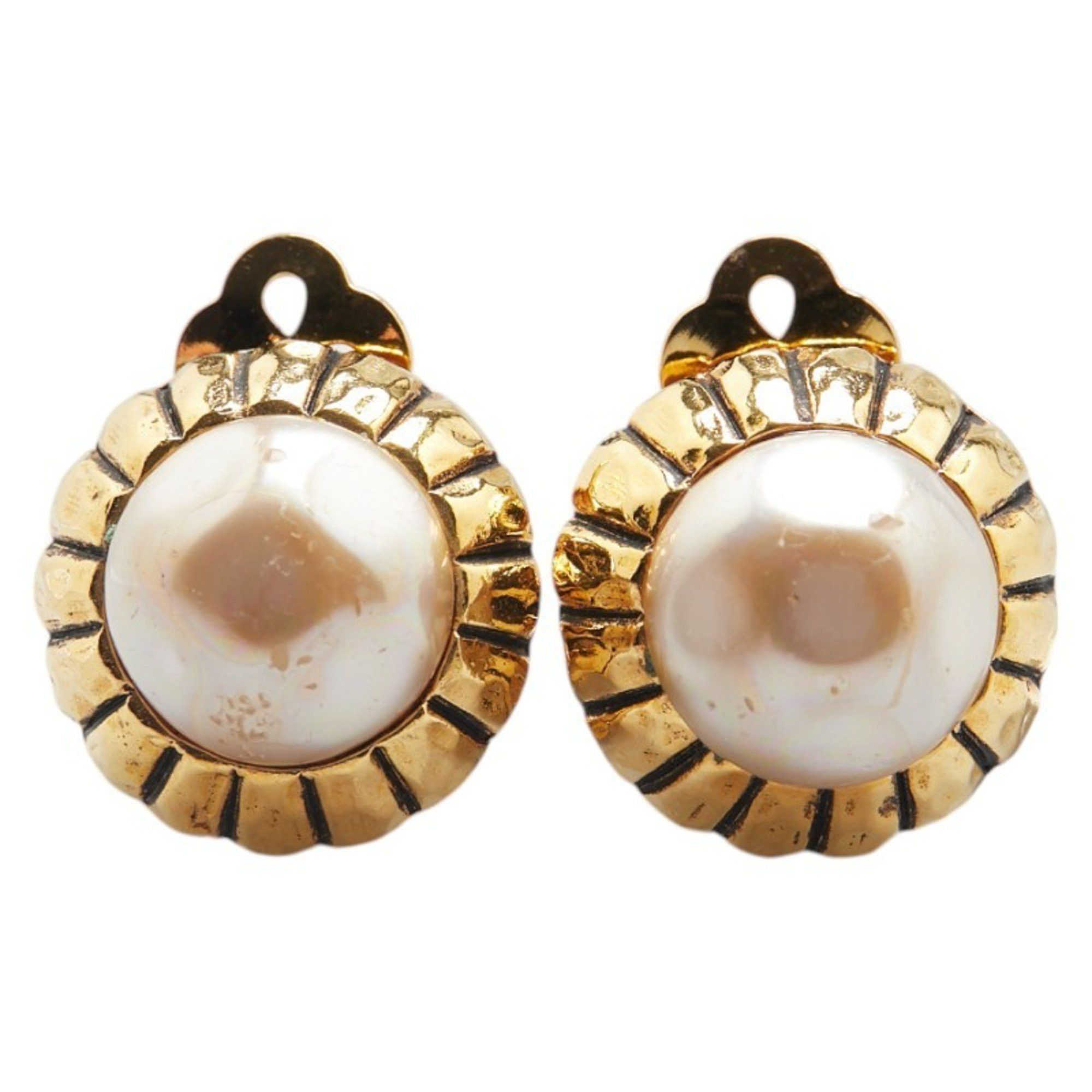 Chanel Chanel earrings, gold plated, with faux pearls, for women. Size ONE SIZE - 2 Thumbnail