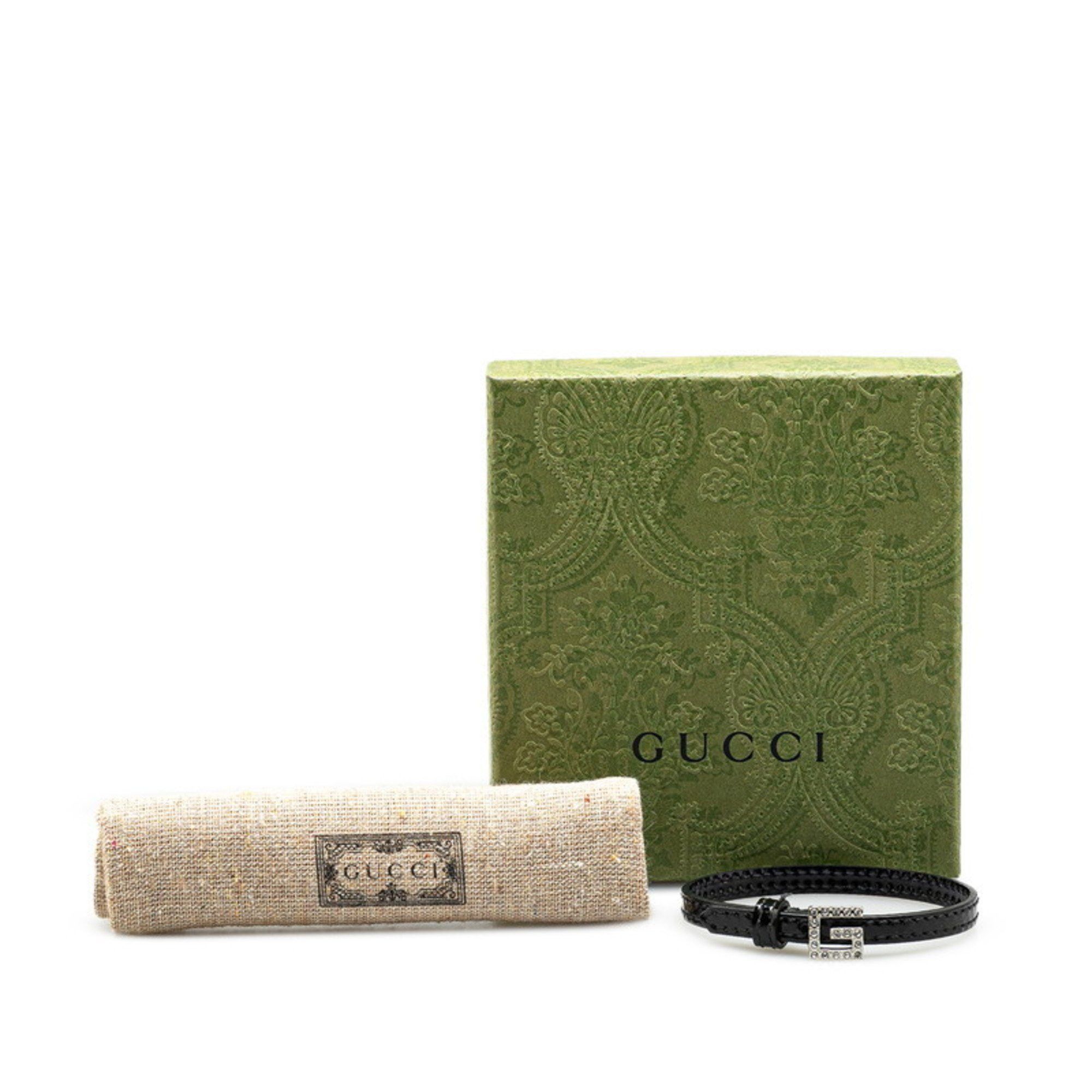 Gucci Gucci Square G Rhinestone Bracelet 623237 Black Leather Women's GUCCI Size ONE SIZE - 8 Thumbnail