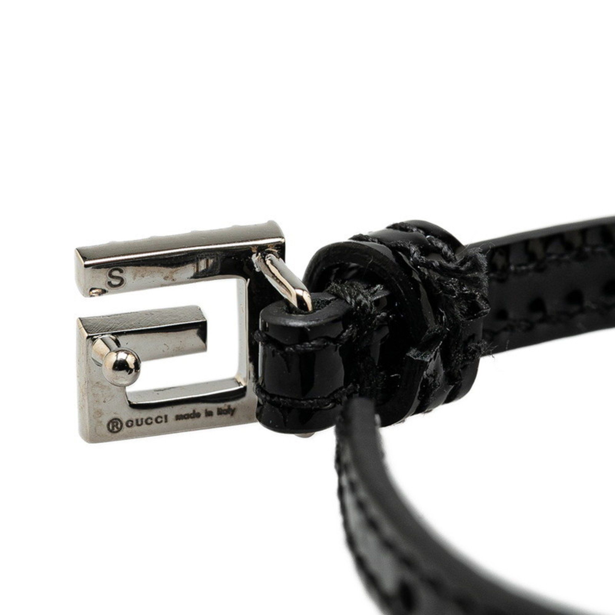 Gucci Gucci Square G Rhinestone Bracelet 623237 Black Leather Women's GUCCI Size ONE SIZE - 7 Thumbnail