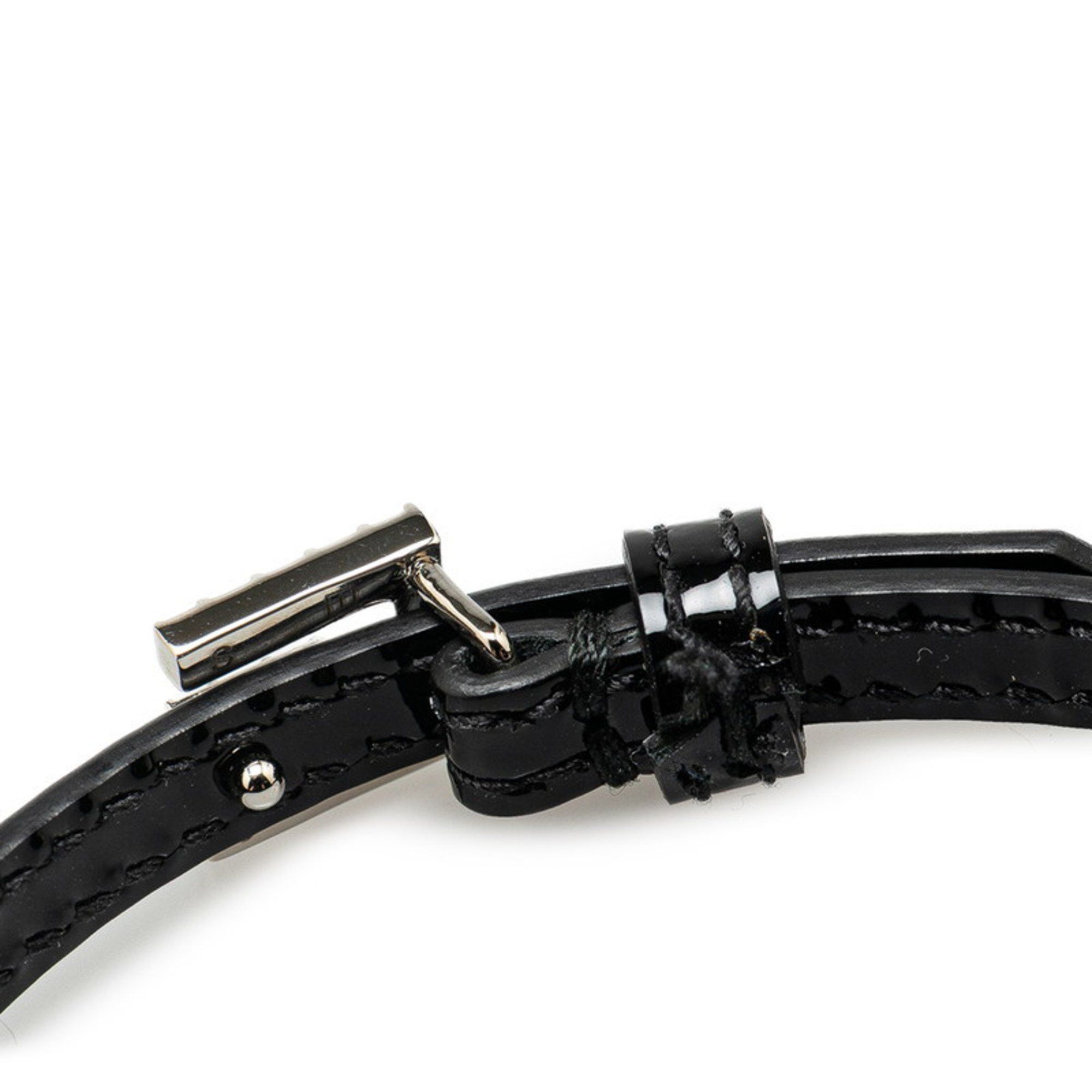 Gucci Gucci Square G Rhinestone Bracelet 623237 Black Leather Women's GUCCI Size ONE SIZE - 4 Thumbnail