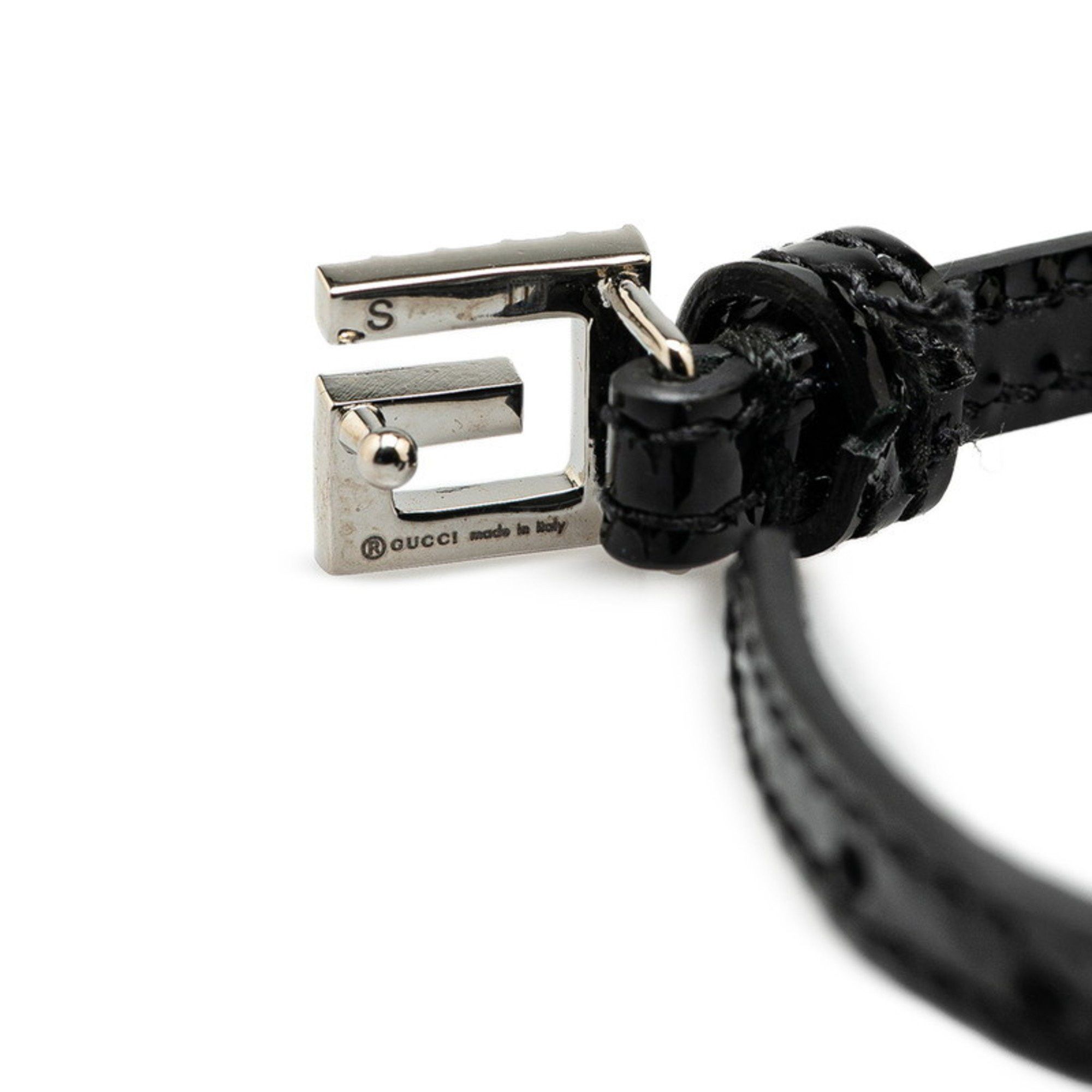 Gucci Gucci Square G Rhinestone Bracelet 623237 Black Leather Women's GUCCI Size ONE SIZE - 6 Thumbnail