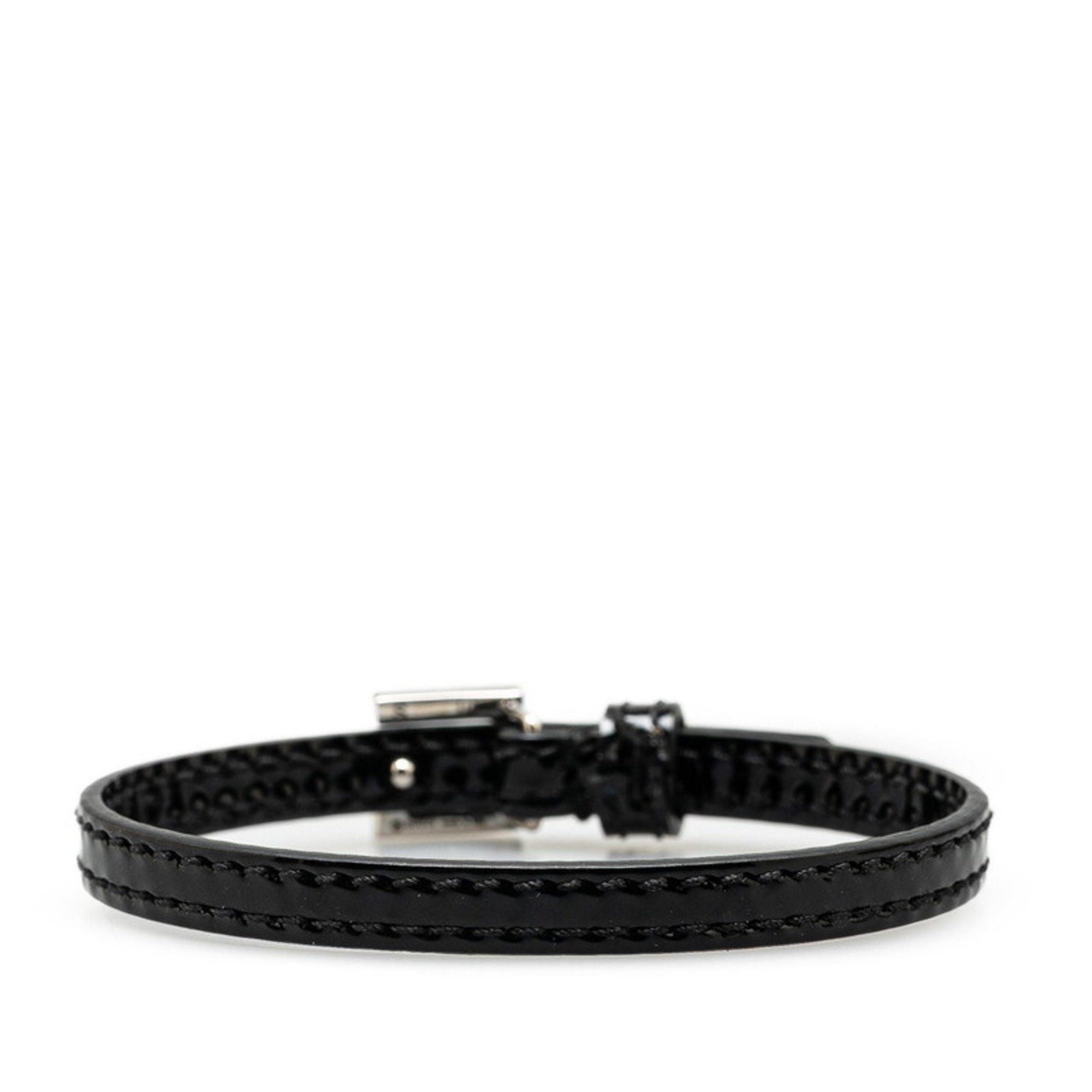 Gucci Gucci Square G Rhinestone Bracelet 623237 Black Leather Women's GUCCI Size ONE SIZE - 3 Thumbnail