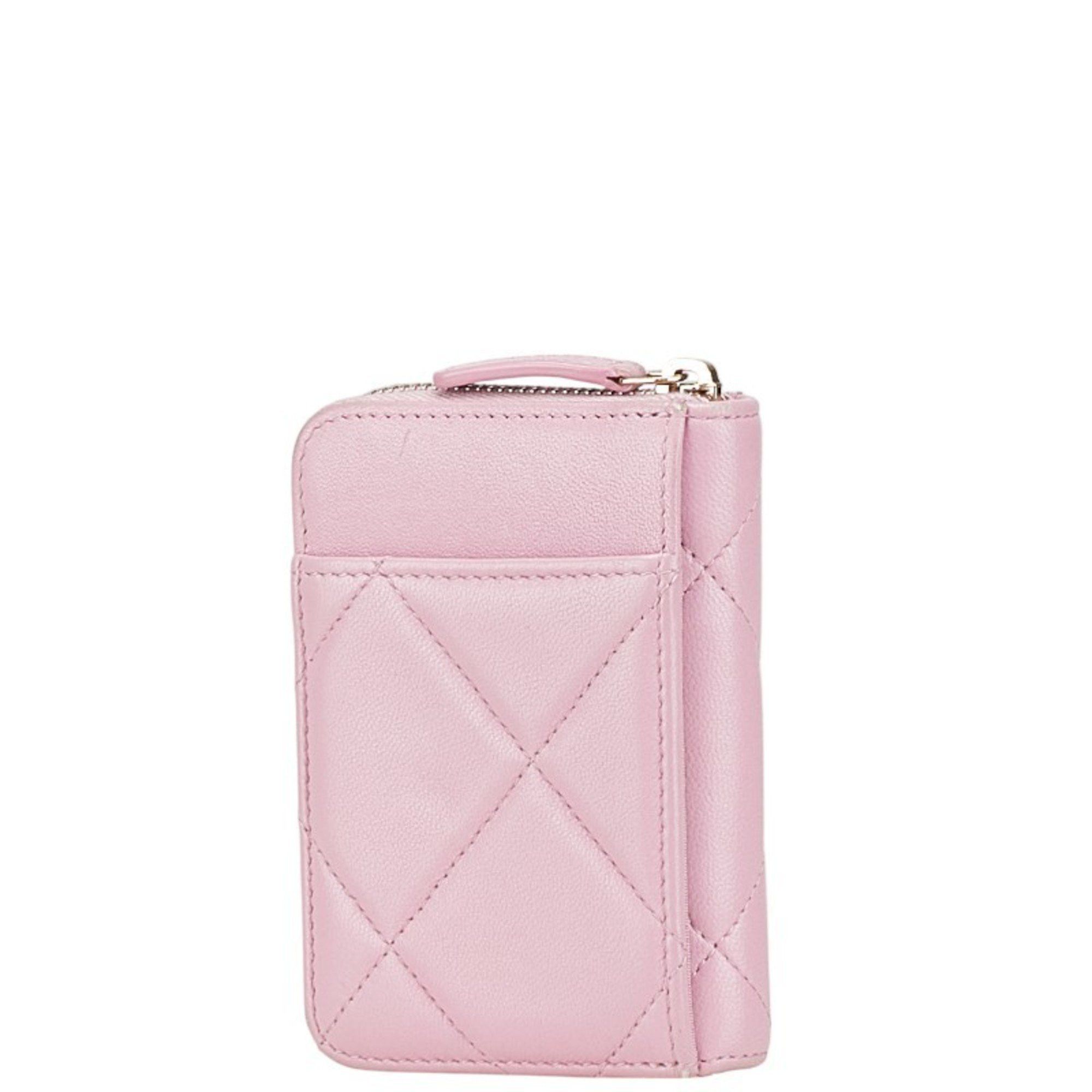 Chanel CHANEL Matelasse Chanel 19 Coco Mark Wallet/Coin Case AP2701 Pink Lambskin Women's Size ONE SIZE - 2 Thumbnail