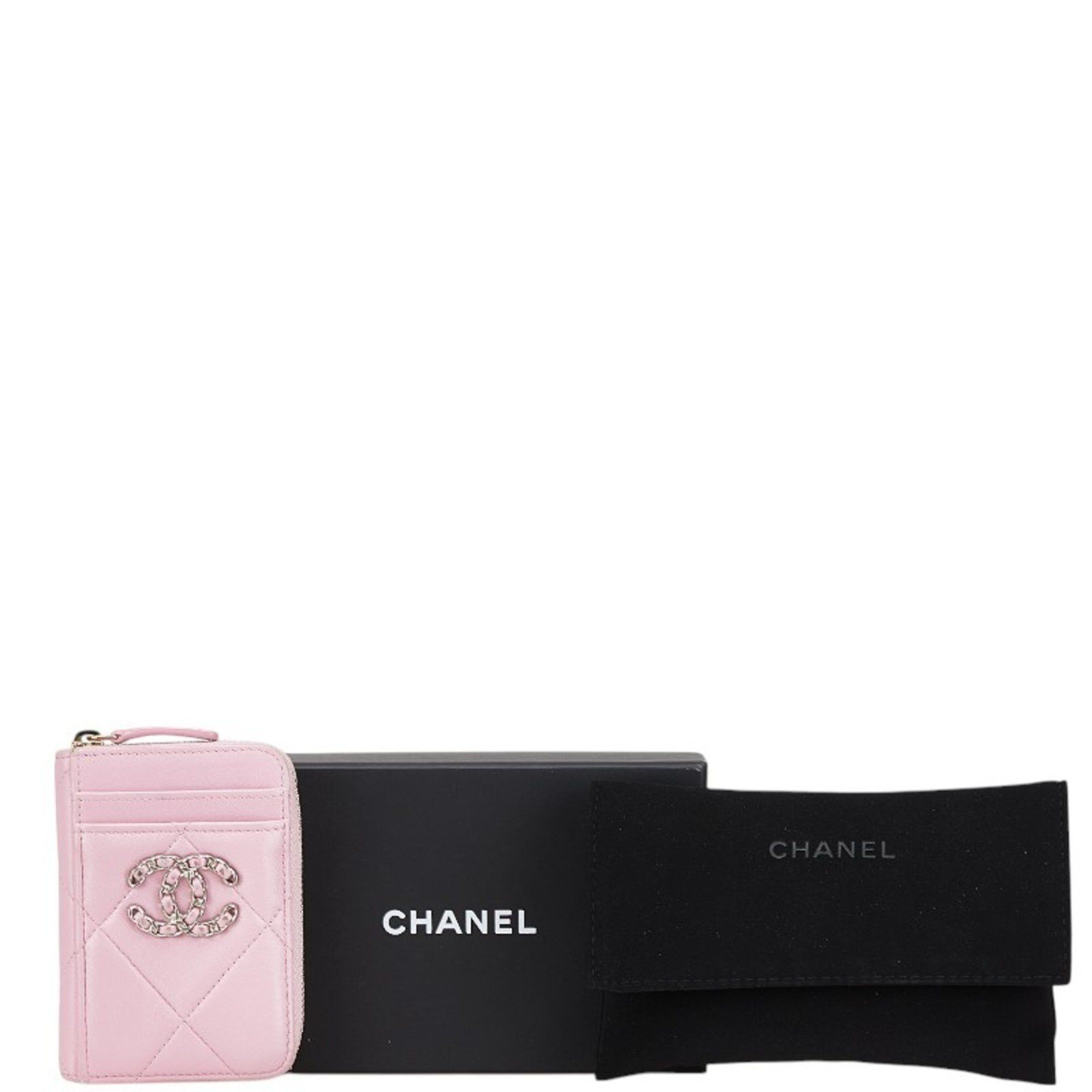 Chanel CHANEL Matelasse Chanel 19 Coco Mark Wallet/Coin Case AP2701 Pink Lambskin Women's Size ONE SIZE - 9 Thumbnail