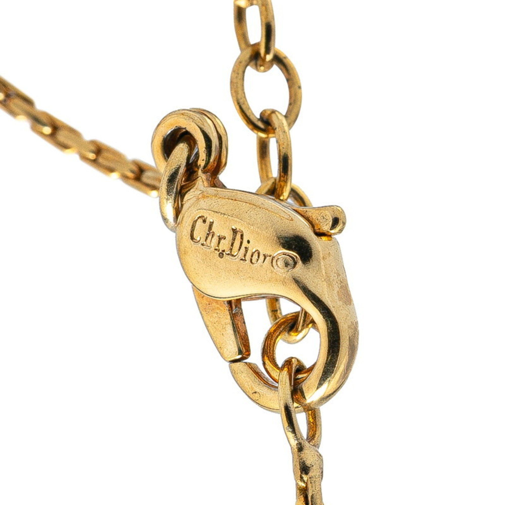 Dior Christian Dior Dior pendant necklace, gold plated with rhinestones, for women. Size ONE SIZE - 2 Thumbnail