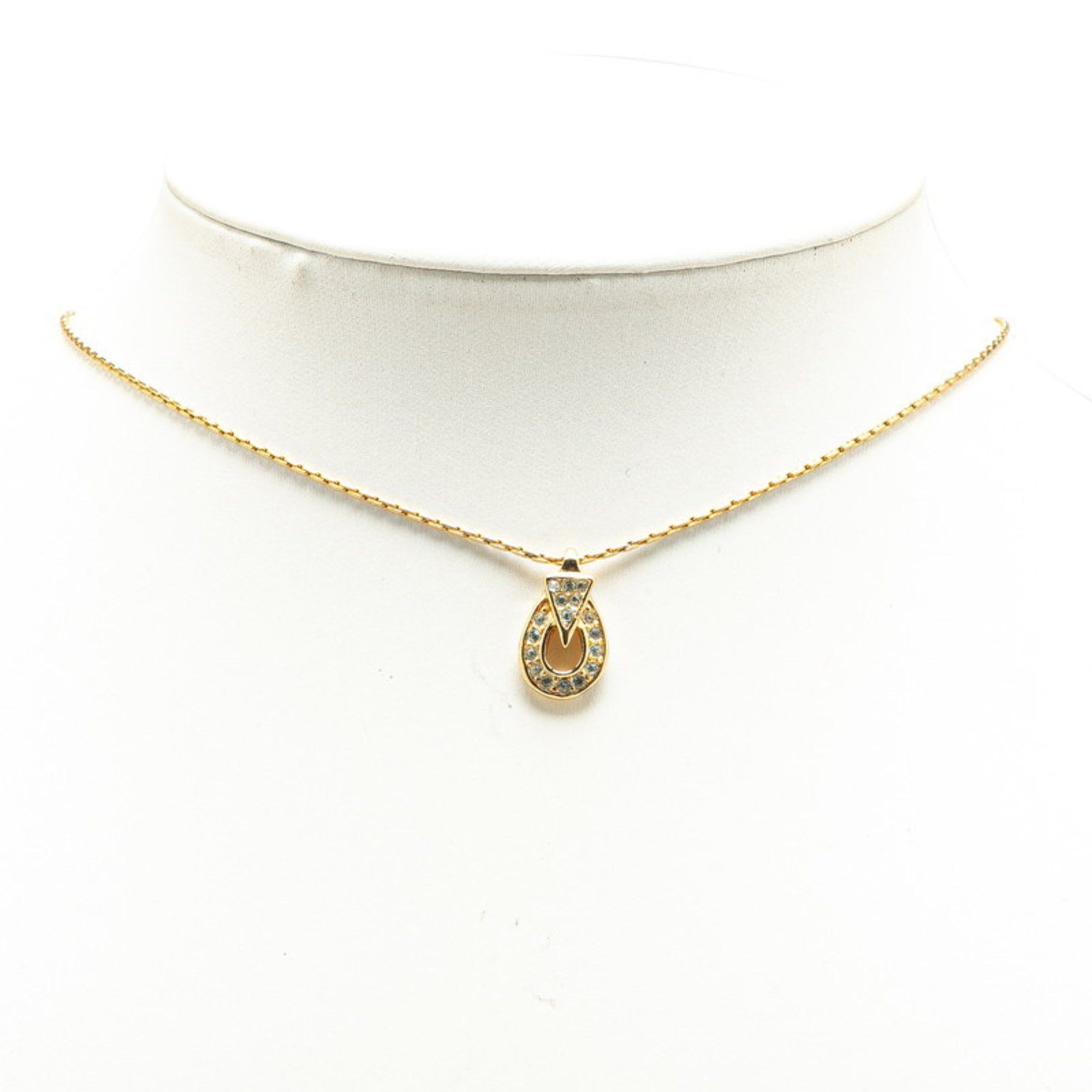 Dior Christian Dior Dior pendant necklace, gold plated with rhinestones, for women. Size ONE SIZE - 4 Thumbnail
