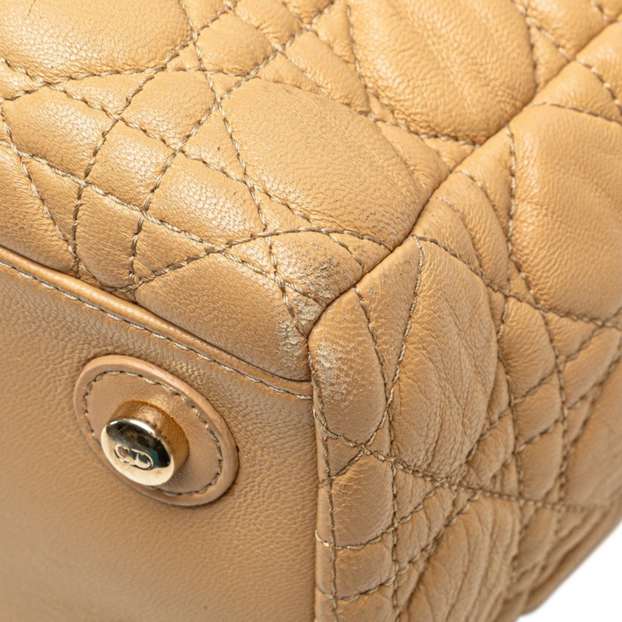 Dior Christian Dior Dior Cannage Lady handbag tote bag in brown and beige lambskin for women. Size ONE SIZE - 5 Thumbnail