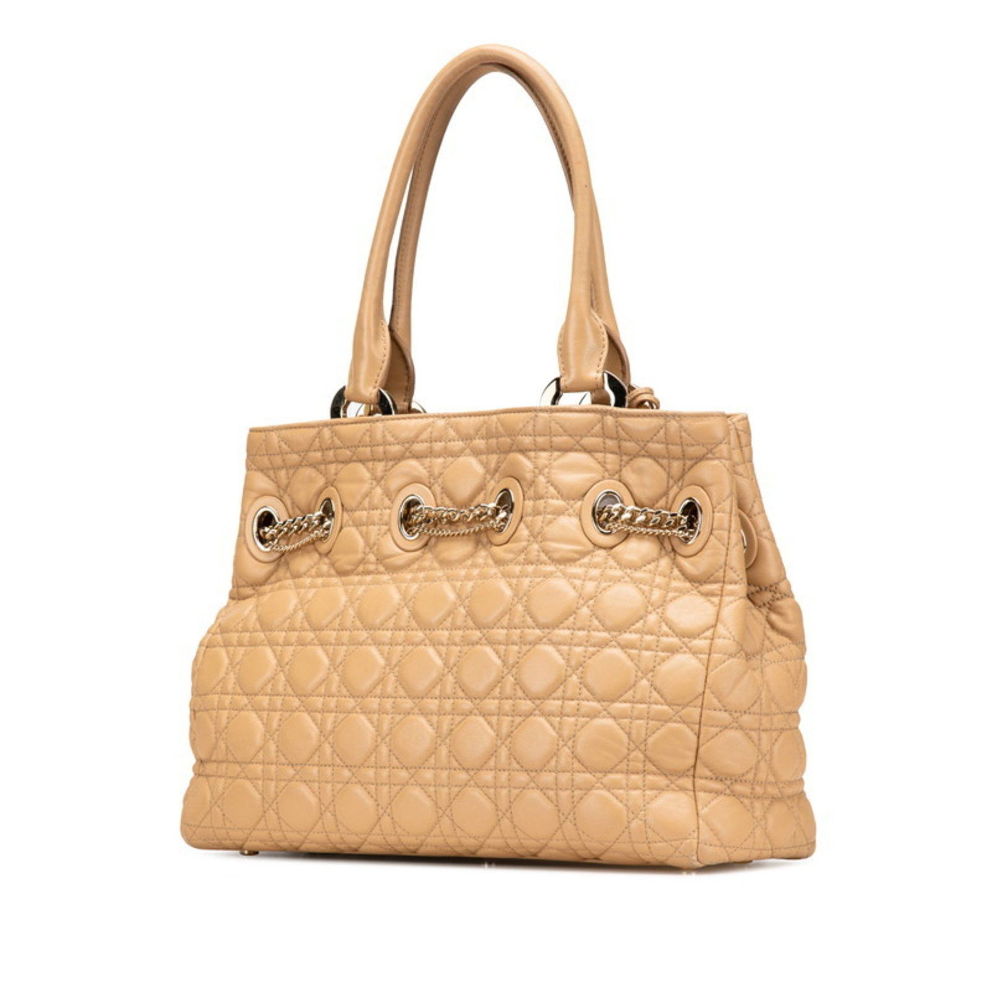 Dior Christian Dior Dior Cannage Lady handbag tote bag in brown and beige lambskin for women. Size ONE SIZE - 2 Thumbnail