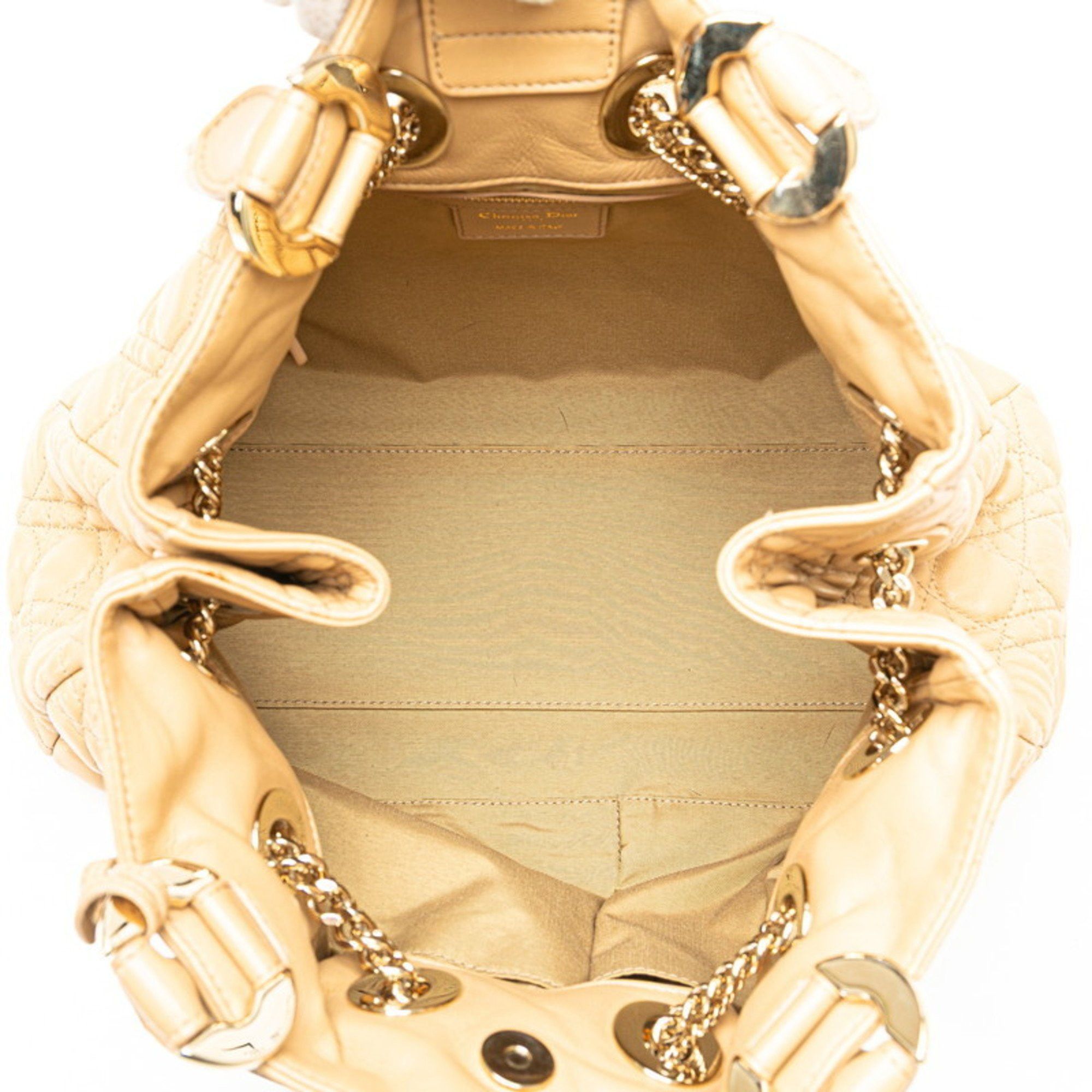 Dior Christian Dior Dior Cannage Lady handbag tote bag in brown and beige lambskin for women. Size ONE SIZE - 9 Thumbnail