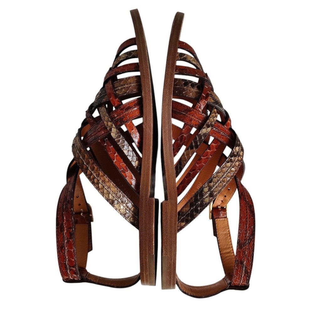 Celine Celine Celine Python Leather Flat Sandals Natural Material Shoes DUTY FREE for USA Size ONE SIZE - 4 Thumbnail