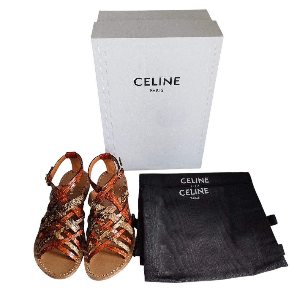 Celine Celine Celine Python Leather Flat Sandals Natural Material Shoes DUTY FREE for USA Size ONE SIZE - 14 Thumbnail
