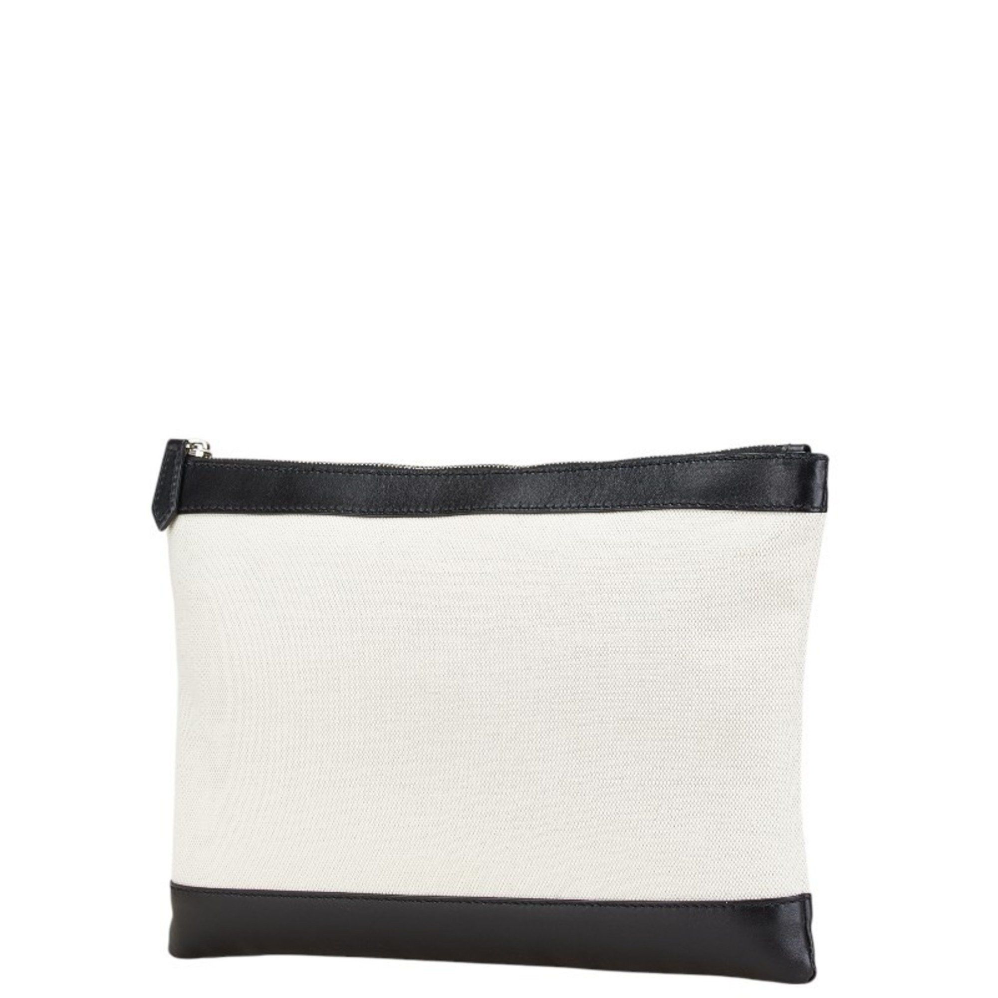 Balenciaga Balenciaga Navy Clip M Clutch Bag 373834 Beige Black Canvas Leather Women's BALENCIAGA Size ONE SIZE - 2 Thumbnail