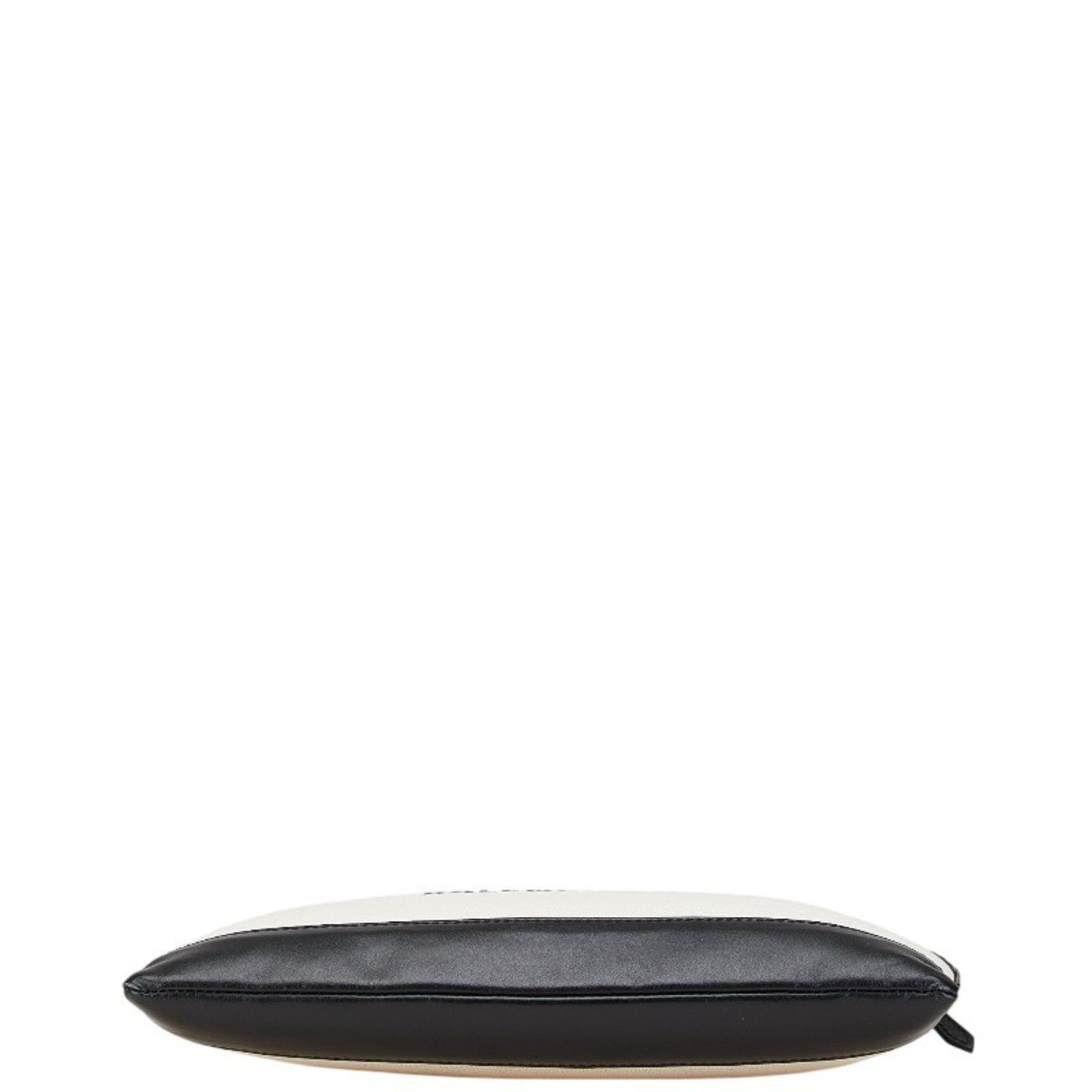 Balenciaga Balenciaga Navy Clip M Clutch Bag 373834 Beige Black Canvas Leather Women's BALENCIAGA Size ONE SIZE - 3 Thumbnail