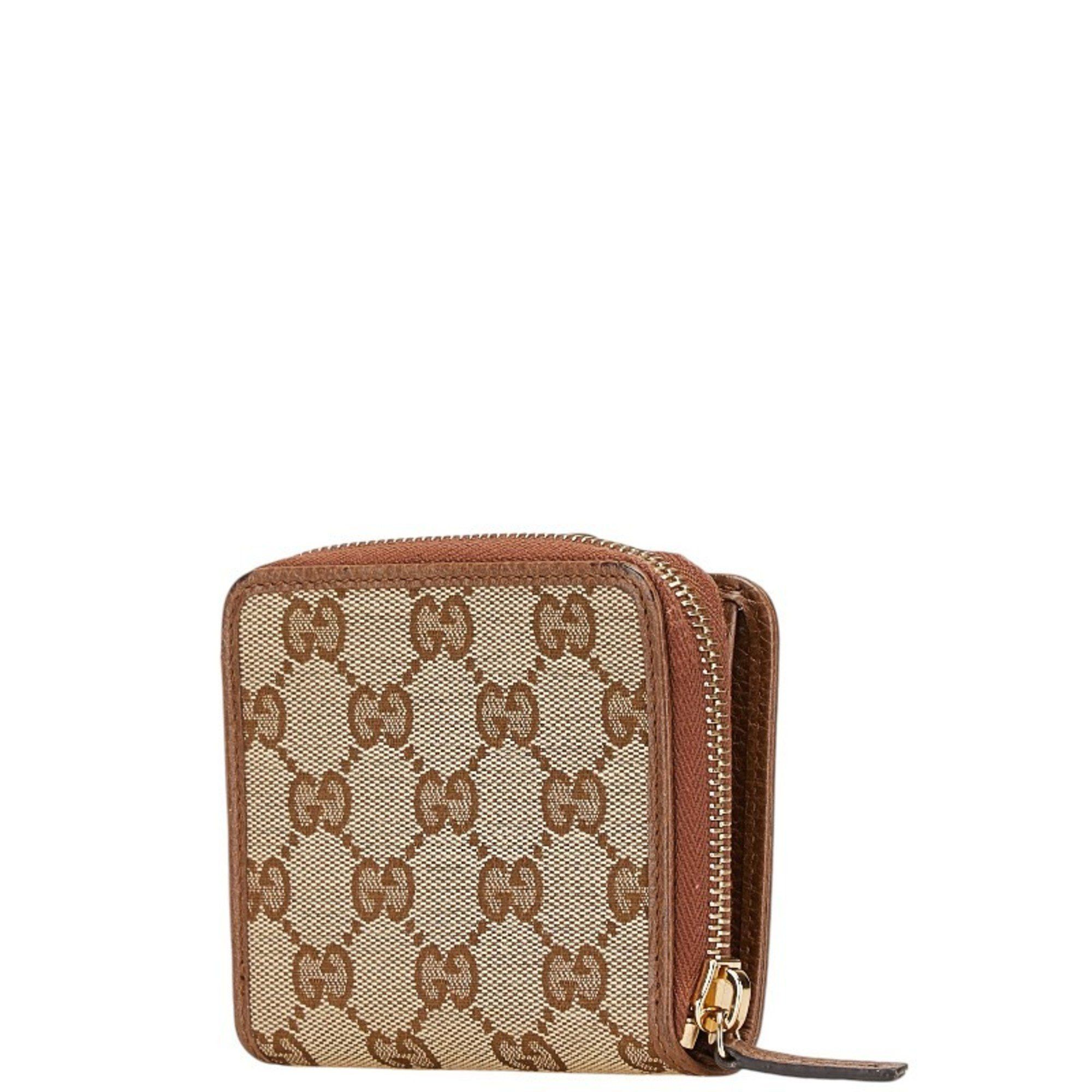 Gucci Gucci GG Canvas Zip-Around Bifold Wallet 346056 Beige Brown Leather Women's GUCCI Size ONE SIZE - 2 Thumbnail