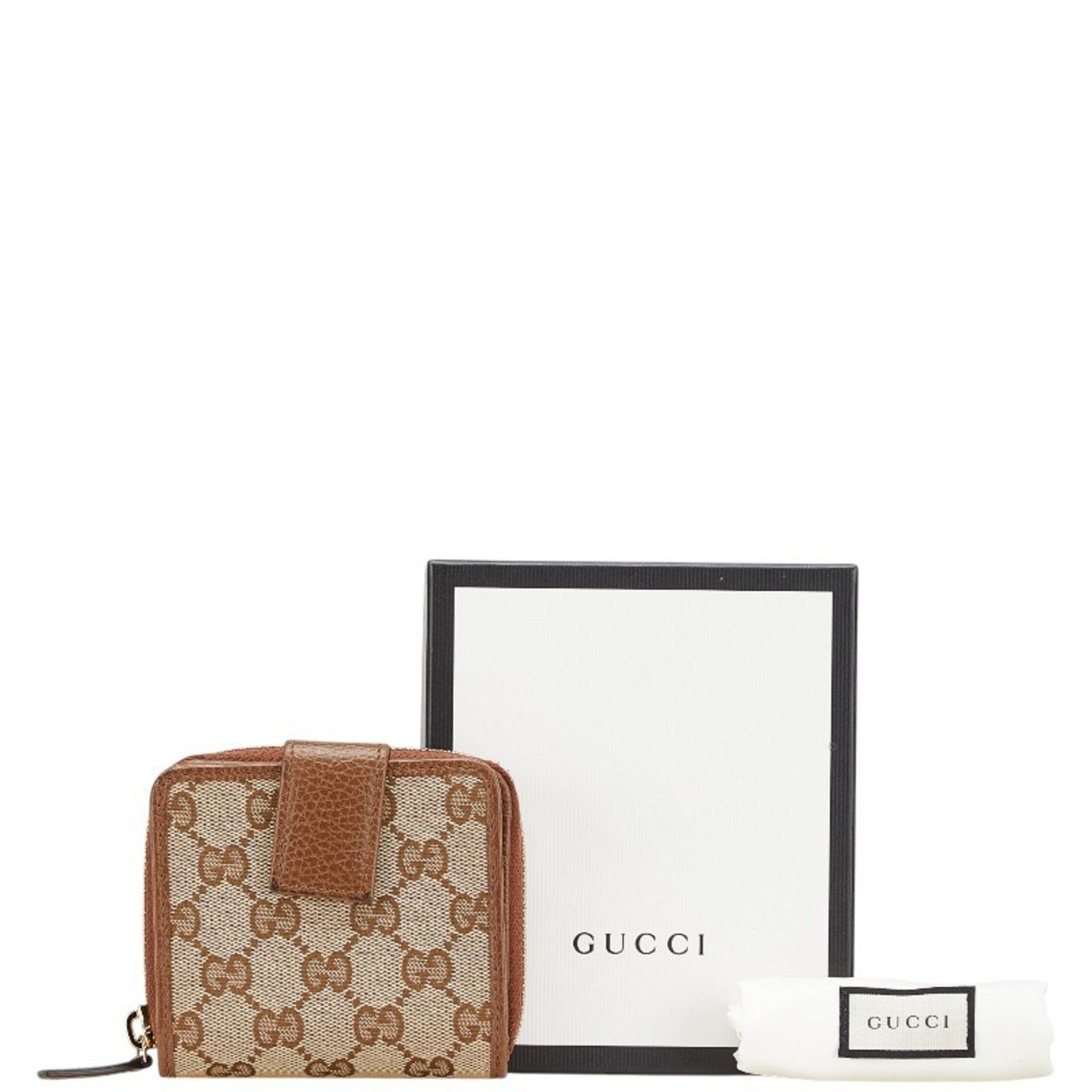 Gucci Gucci GG Canvas Zip-Around Bifold Wallet 346056 Beige Brown Leather Women's GUCCI Size ONE SIZE - 11 Thumbnail