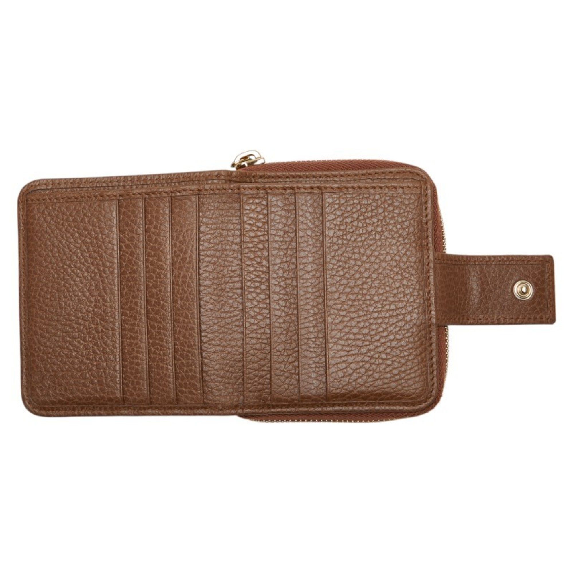 Gucci Gucci GG Canvas Zip-Around Bifold Wallet 346056 Beige Brown Leather Women's GUCCI Size ONE SIZE - 4 Thumbnail