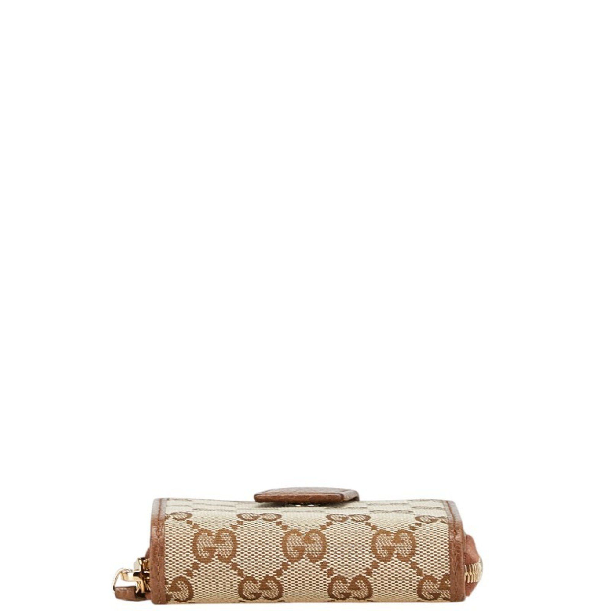 Gucci Gucci GG Canvas Zip-Around Bifold Wallet 346056 Beige Brown Leather Women's GUCCI Size ONE SIZE - 3 Thumbnail