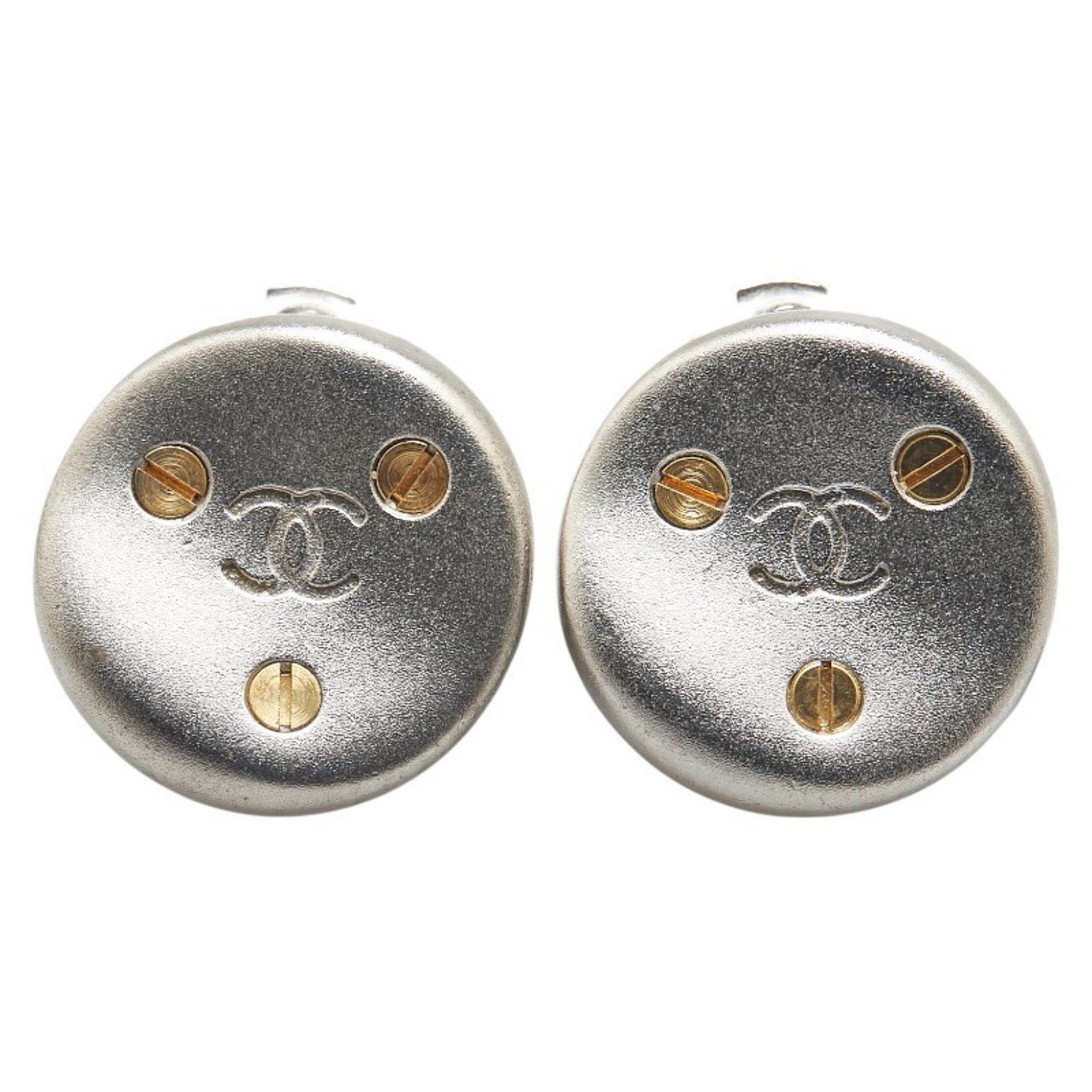 Chanel CHANEL Coco Mark Round Earrings in Silver Metal for Women Size ONE SIZE - 2 Thumbnail