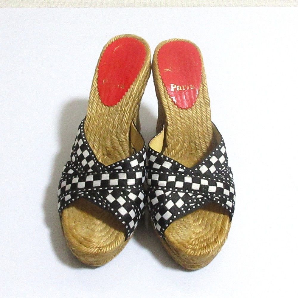 Christian Louboutin Christian Louboutin Christian Louboutin Espadrille Wedge Sandals Natural Material Shoes DUTY FREE for USA Size ONE SIZE - 3 Thumbnail