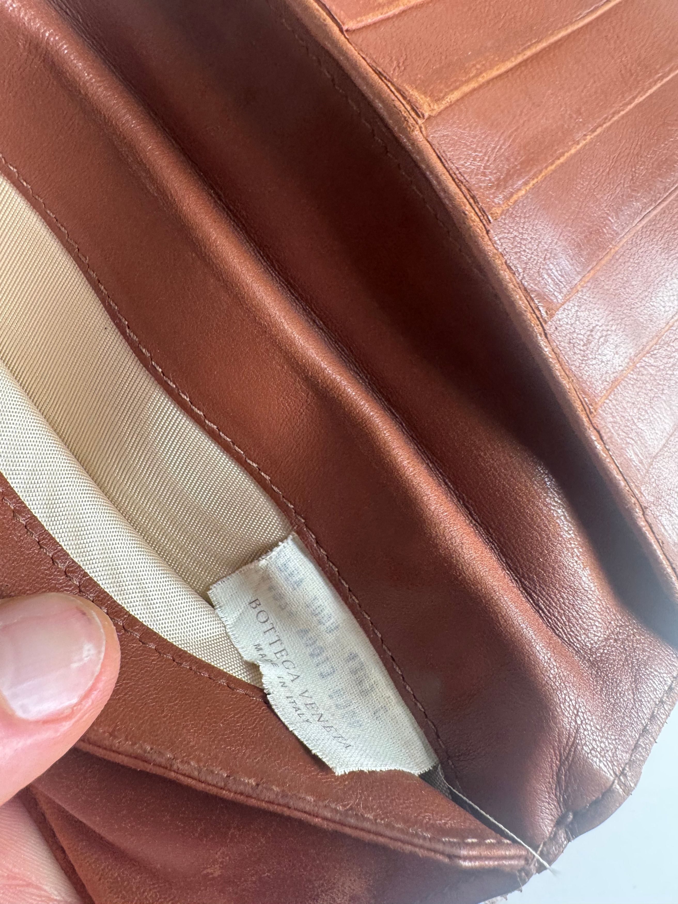 Bottega Veneta Vintage Intrecciato Leather wallet Brown orange Size ONE SIZE - 9 Thumbnail