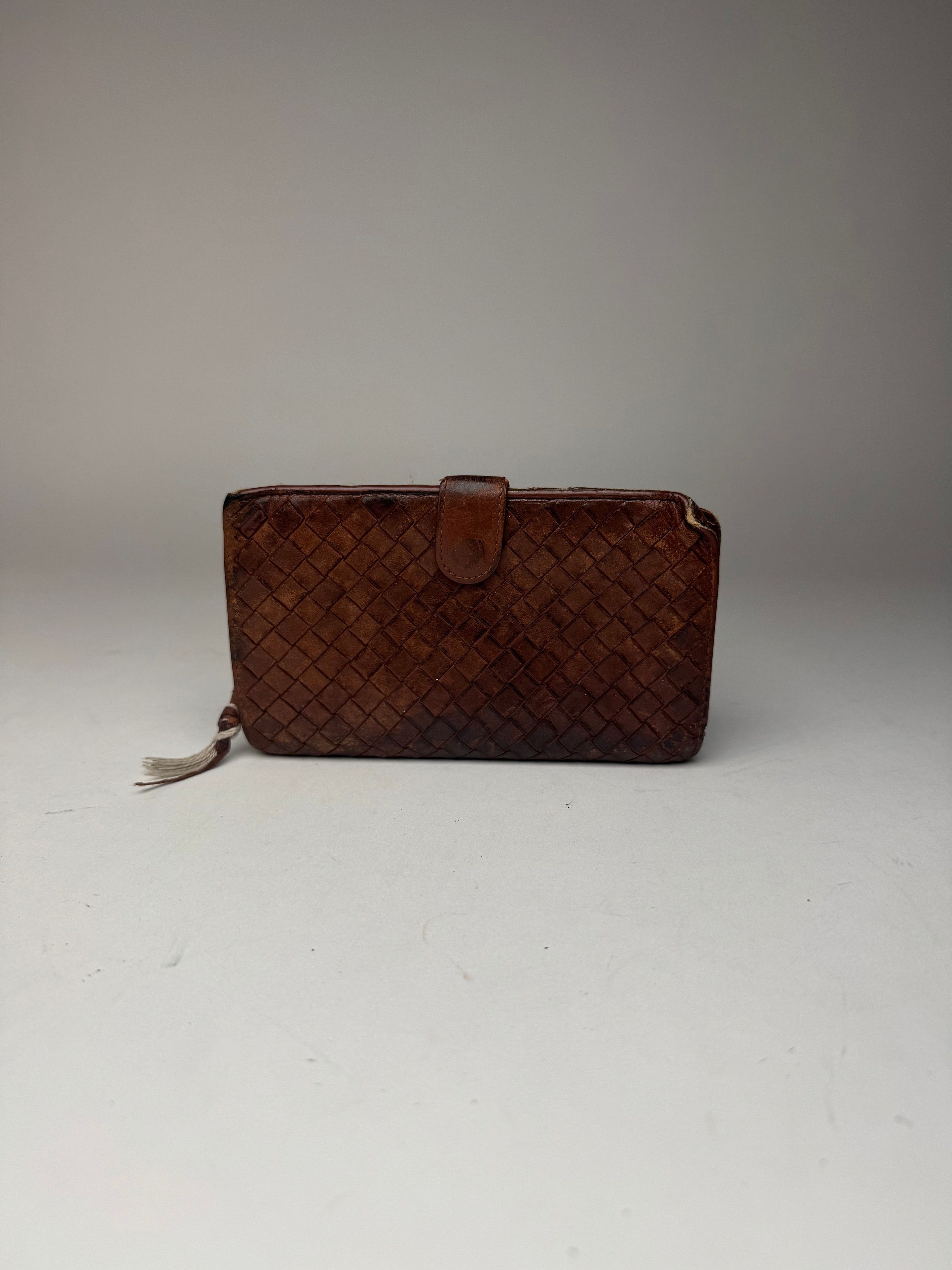 Bottega Veneta Vintage Intrecciato Leather wallet Brown orange Size ONE SIZE - 4 Thumbnail