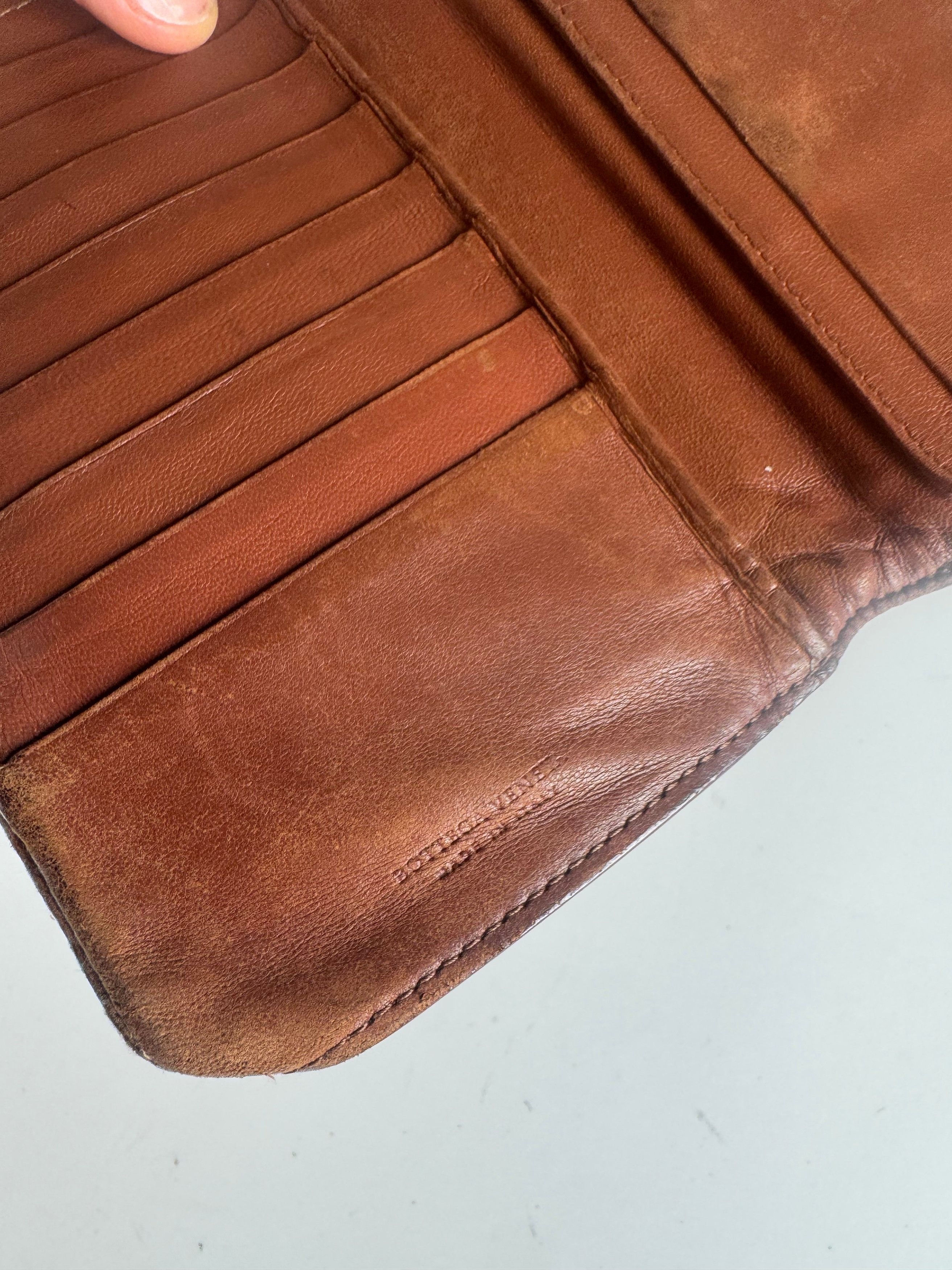 Bottega Veneta Vintage Intrecciato Leather wallet Brown orange Size ONE SIZE - 5 Thumbnail