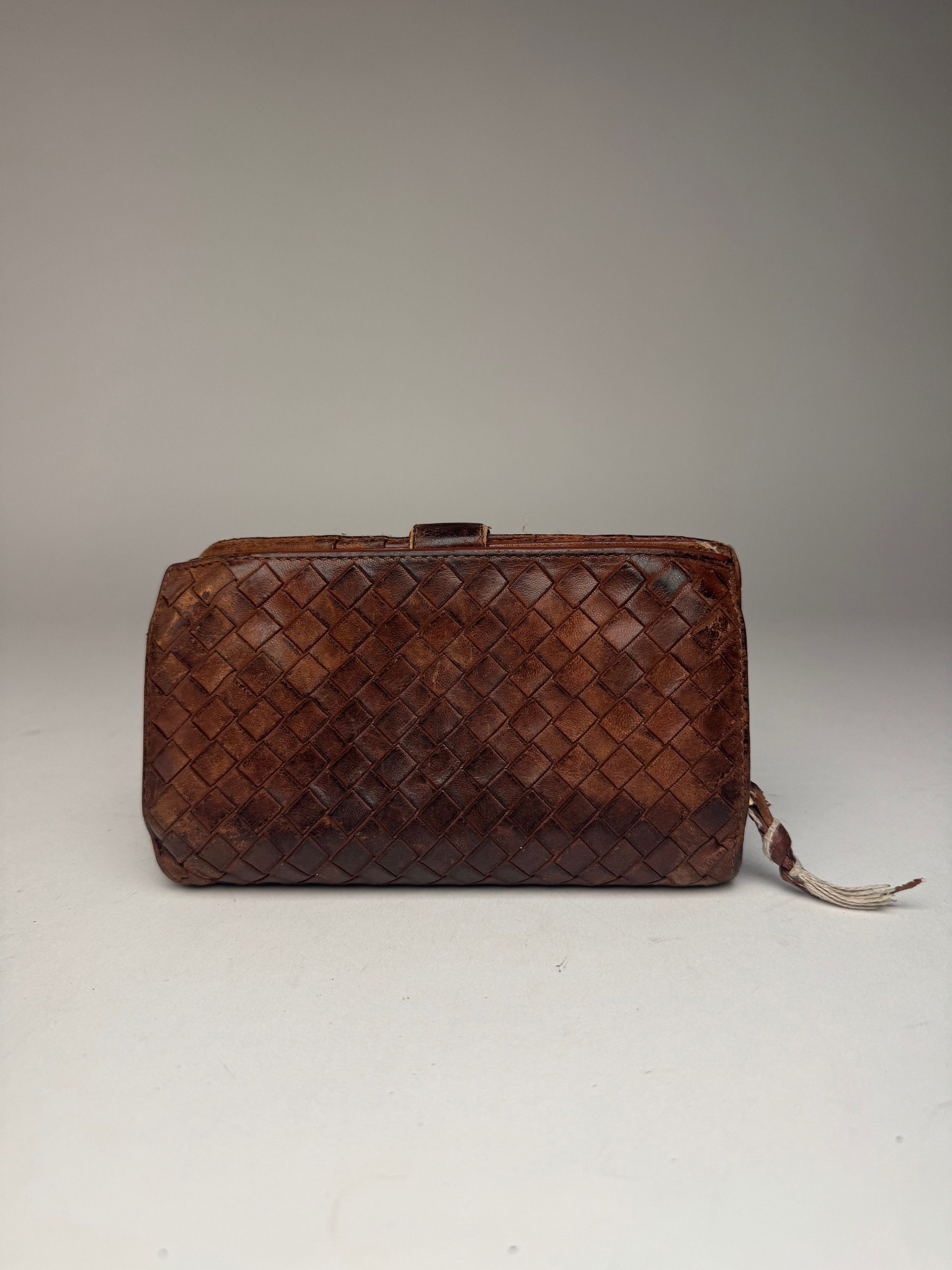Bottega Veneta Vintage Intrecciato Leather wallet Brown orange Size ONE SIZE - 7 Thumbnail